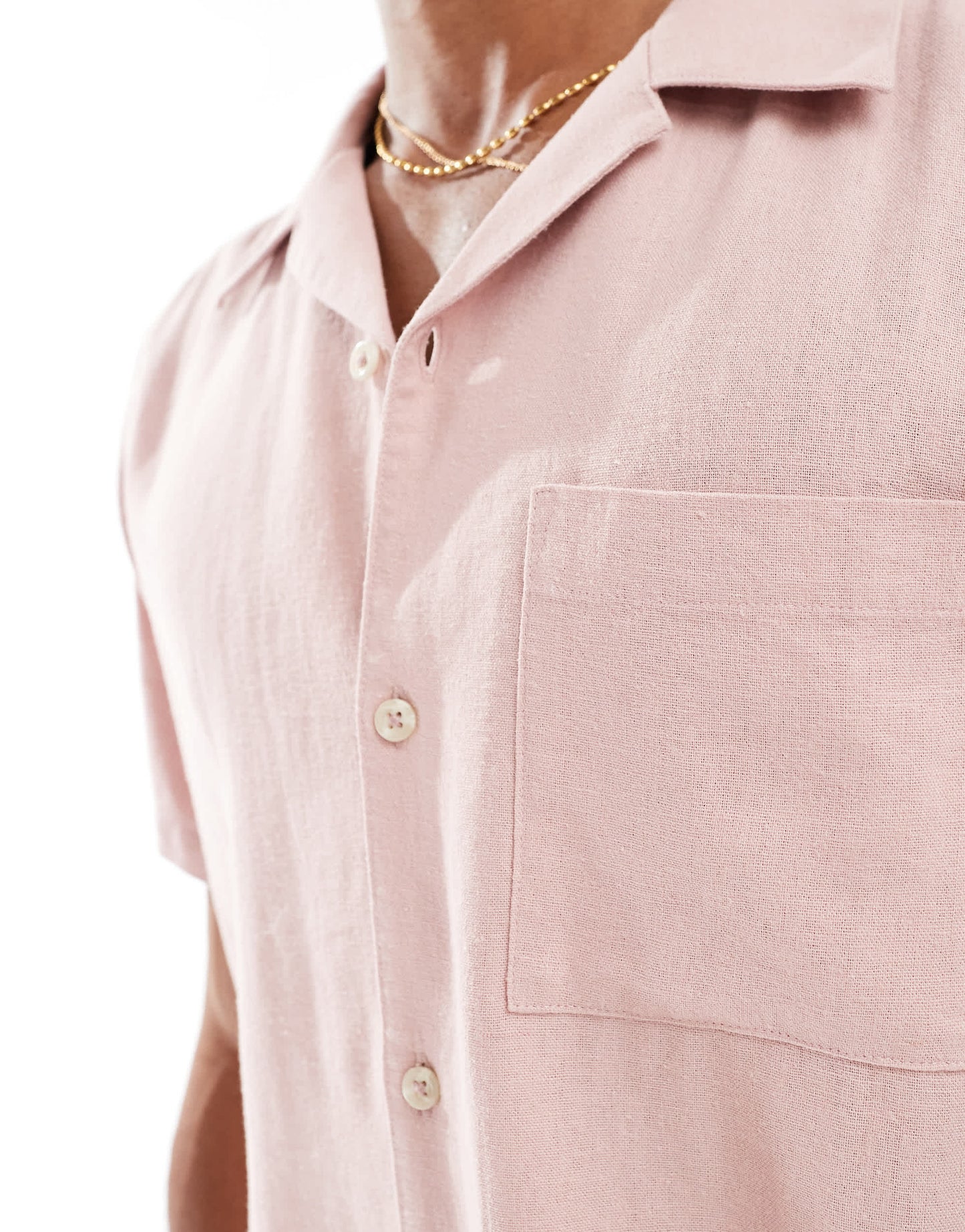 New Look revere linen look shirt co-ord in light pink
