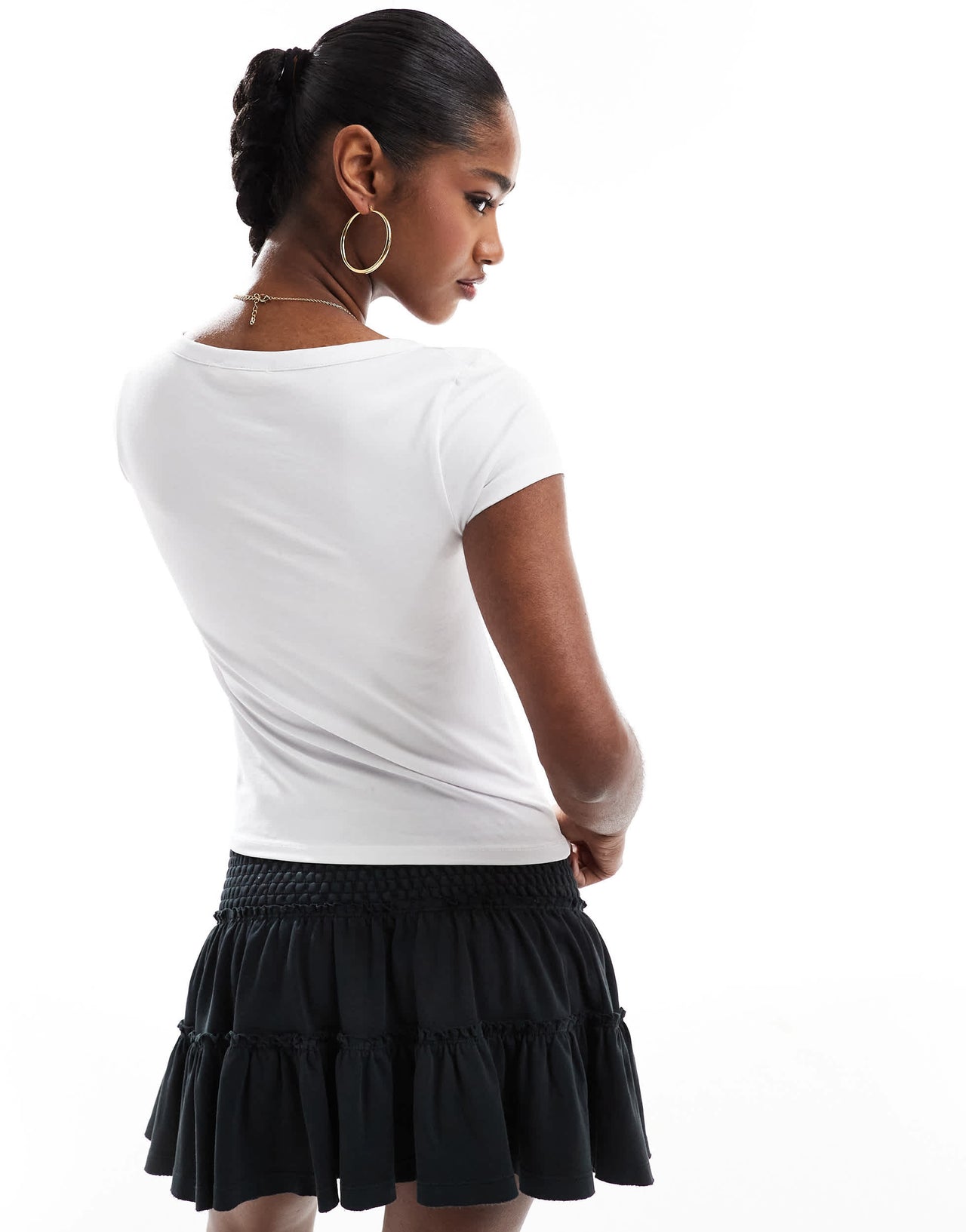 Stradivarius square neck t-shirt in white