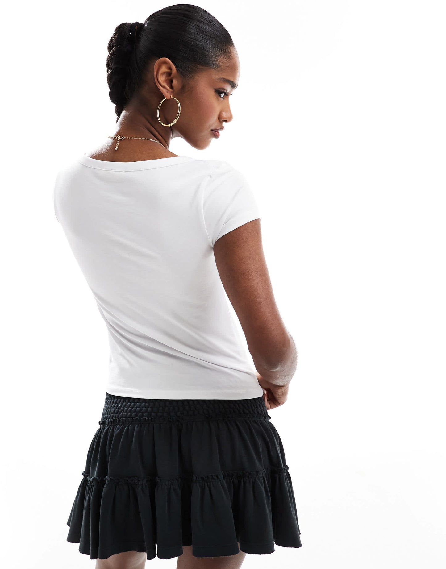 Stradivarius square neck t-shirt in white
