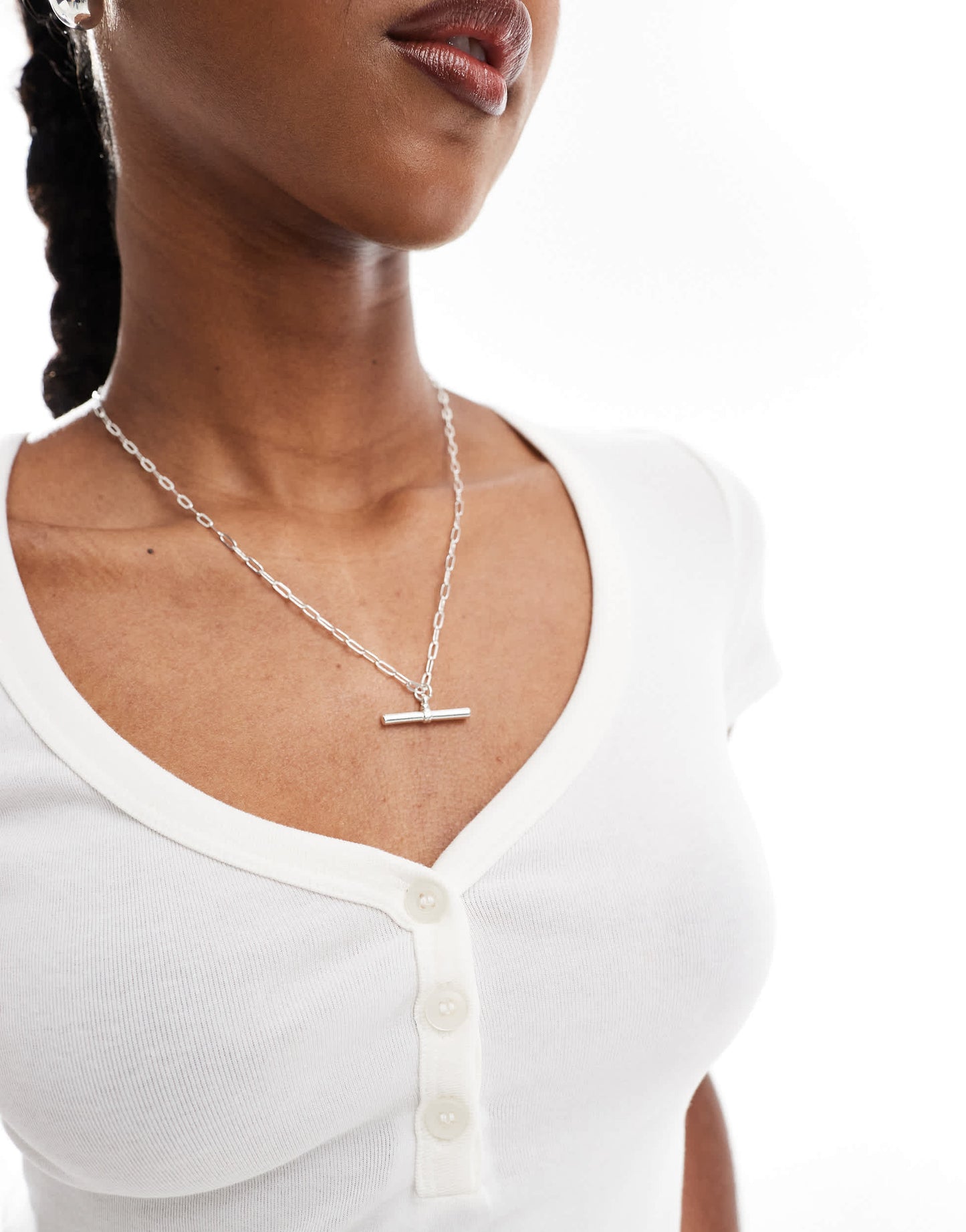 Stradivarius STR button front top in white