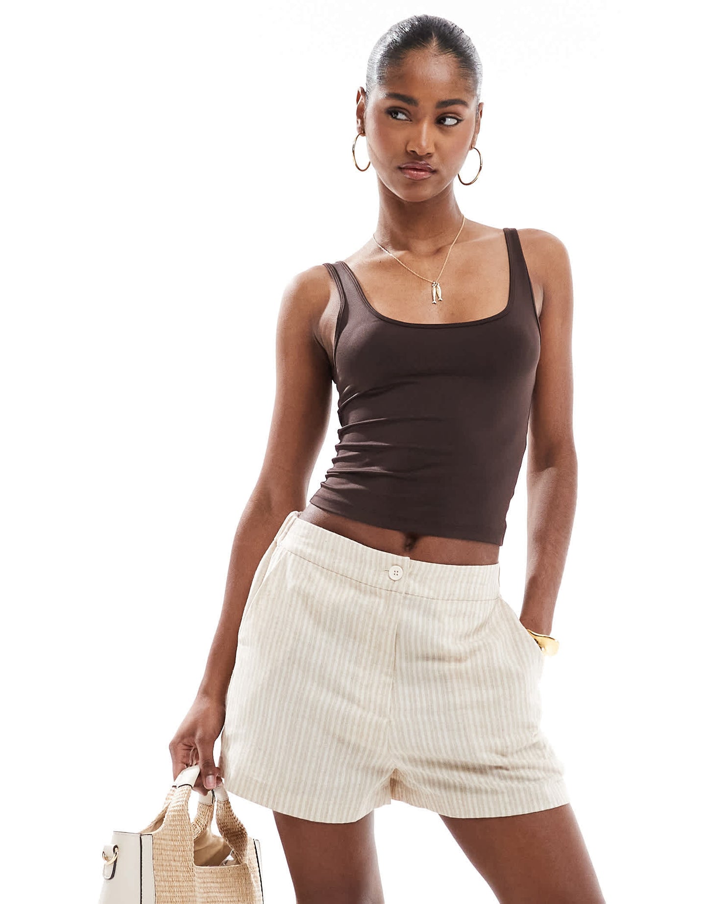 Stradivarius STR sculpt vest in chocolate