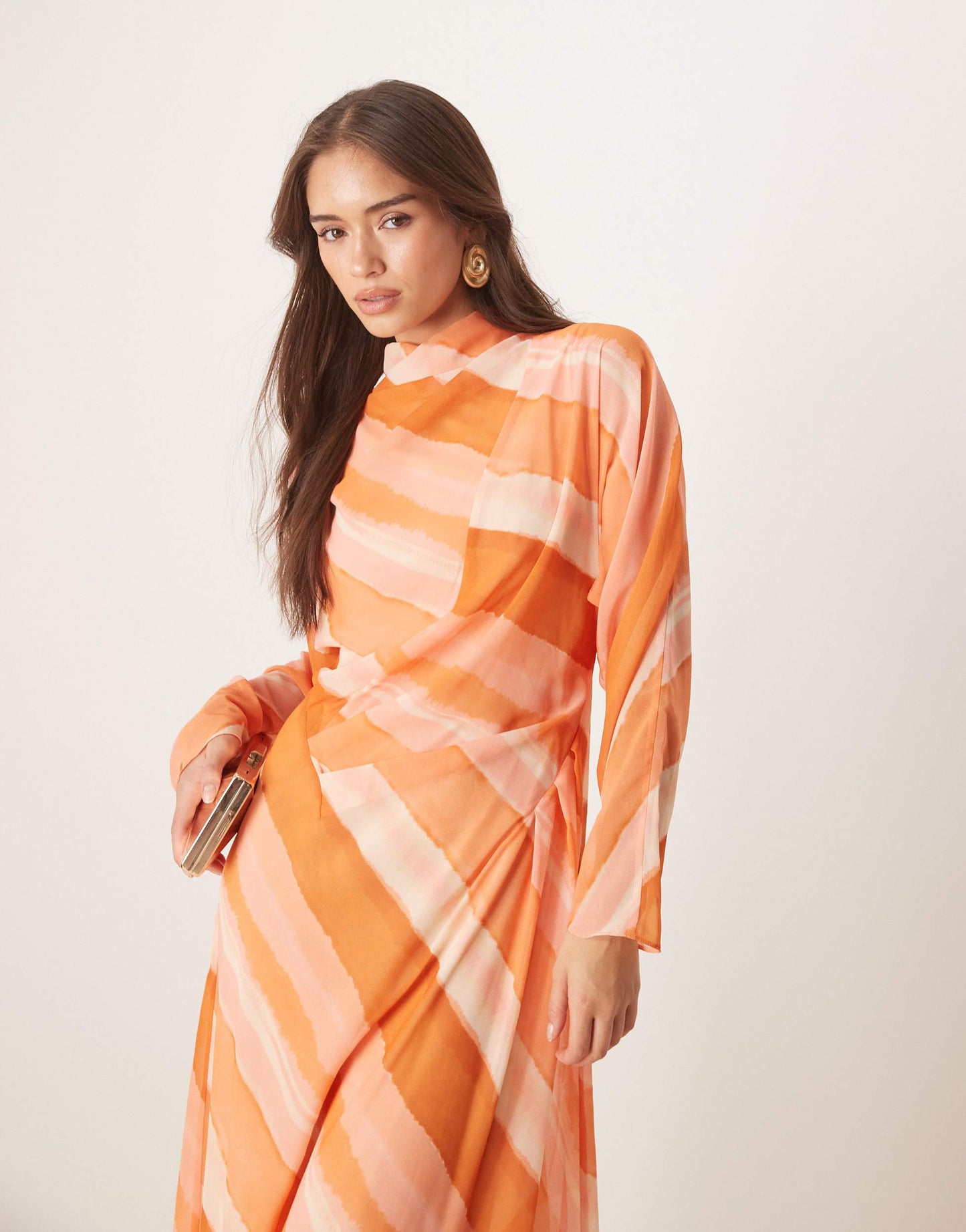 ASOS DESIGN high neck maxi dress in pink stripe print