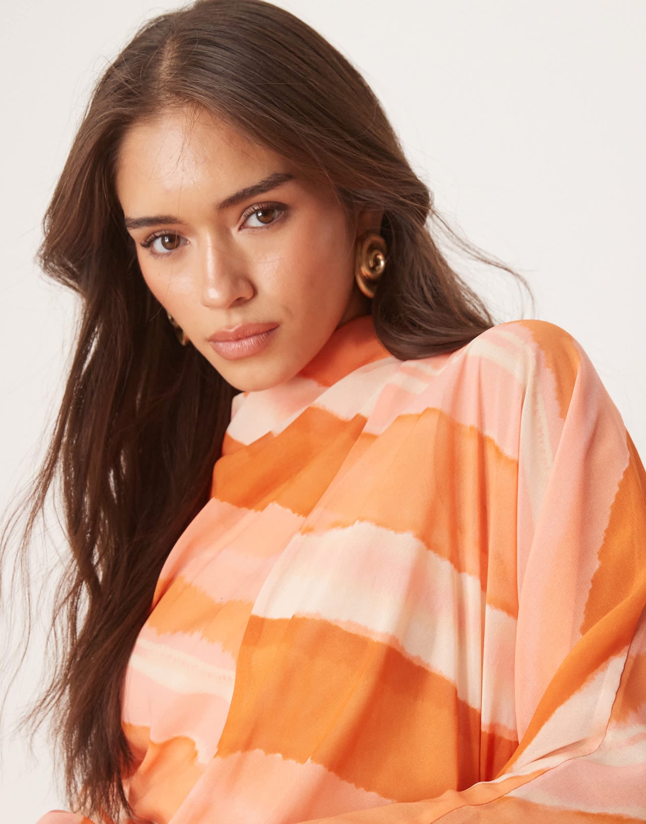ASOS DESIGN high neck maxi dress in pink stripe print