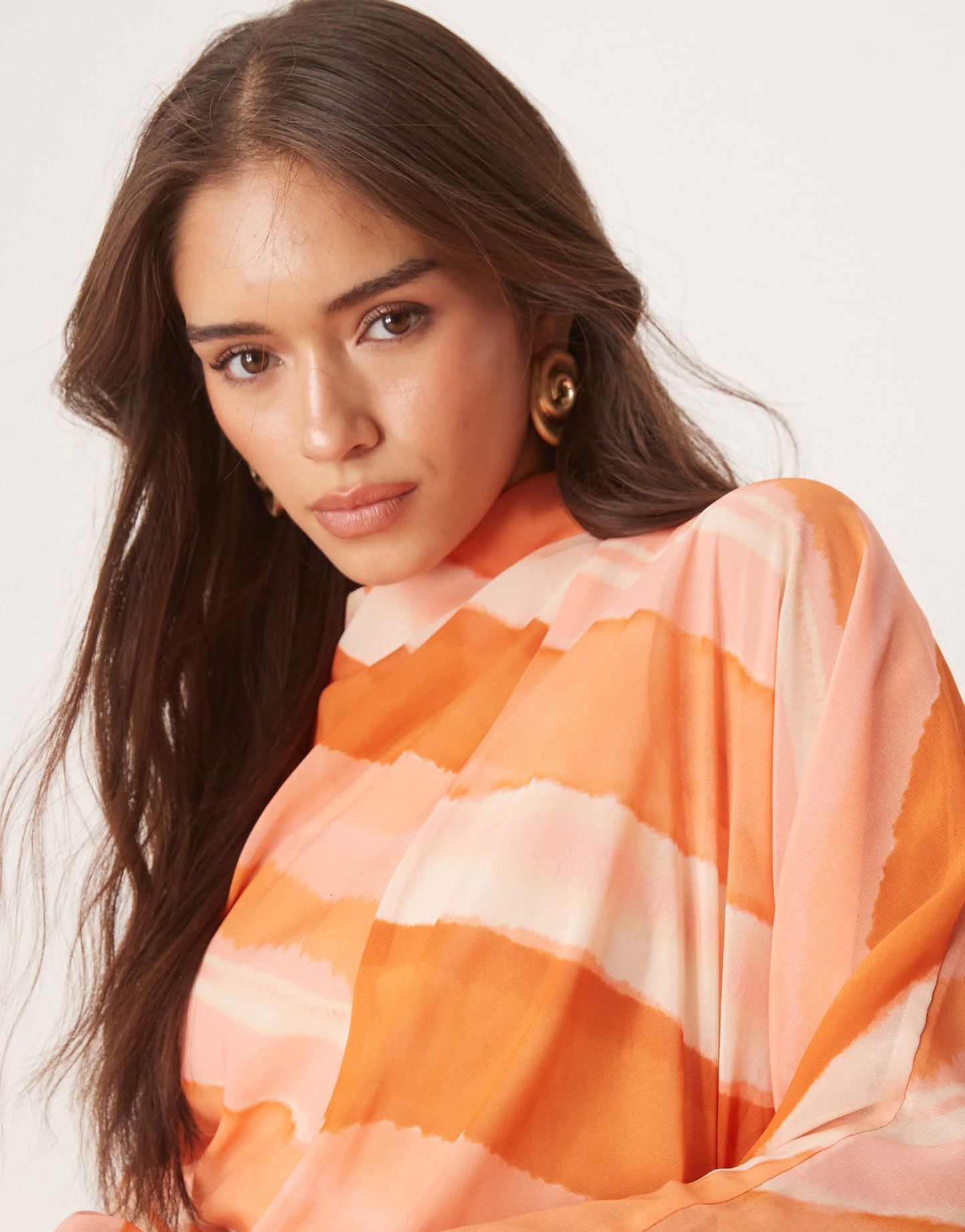 ASOS DESIGN high neck maxi dress in pink stripe print
