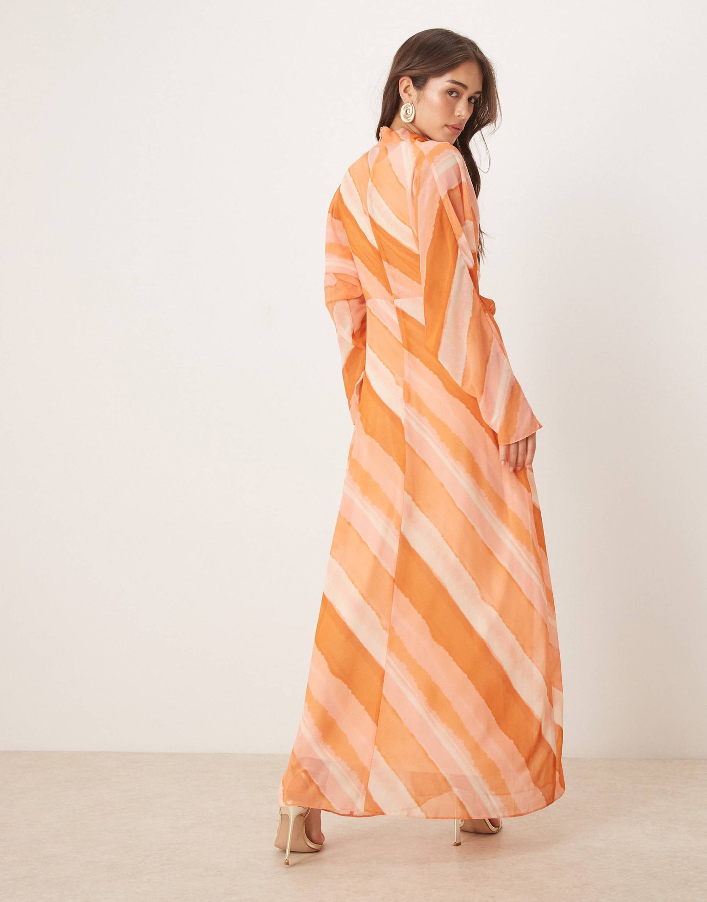 ASOS DESIGN high neck maxi dress in pink stripe print