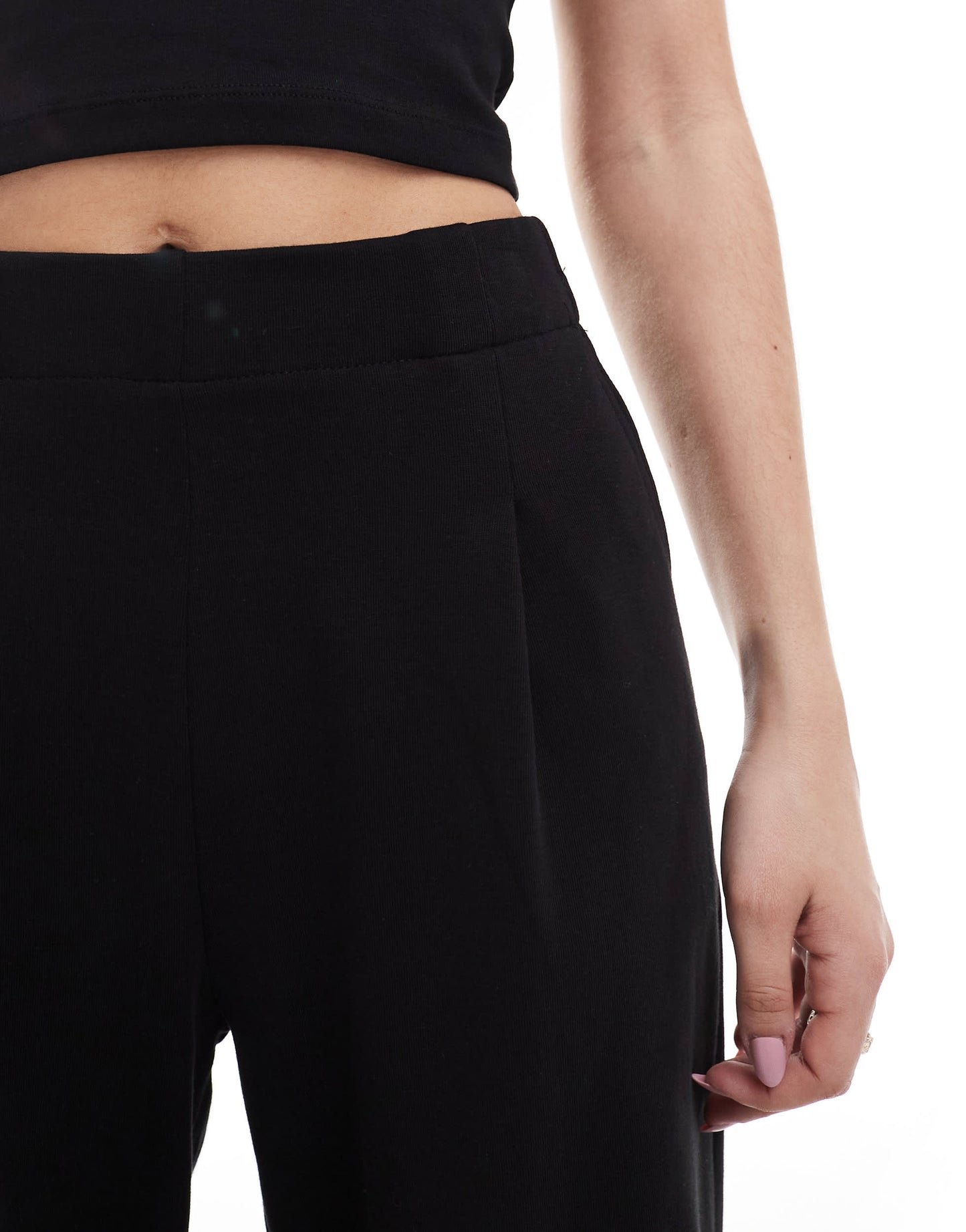 Stradivarius wide leg tailored trouser in black
