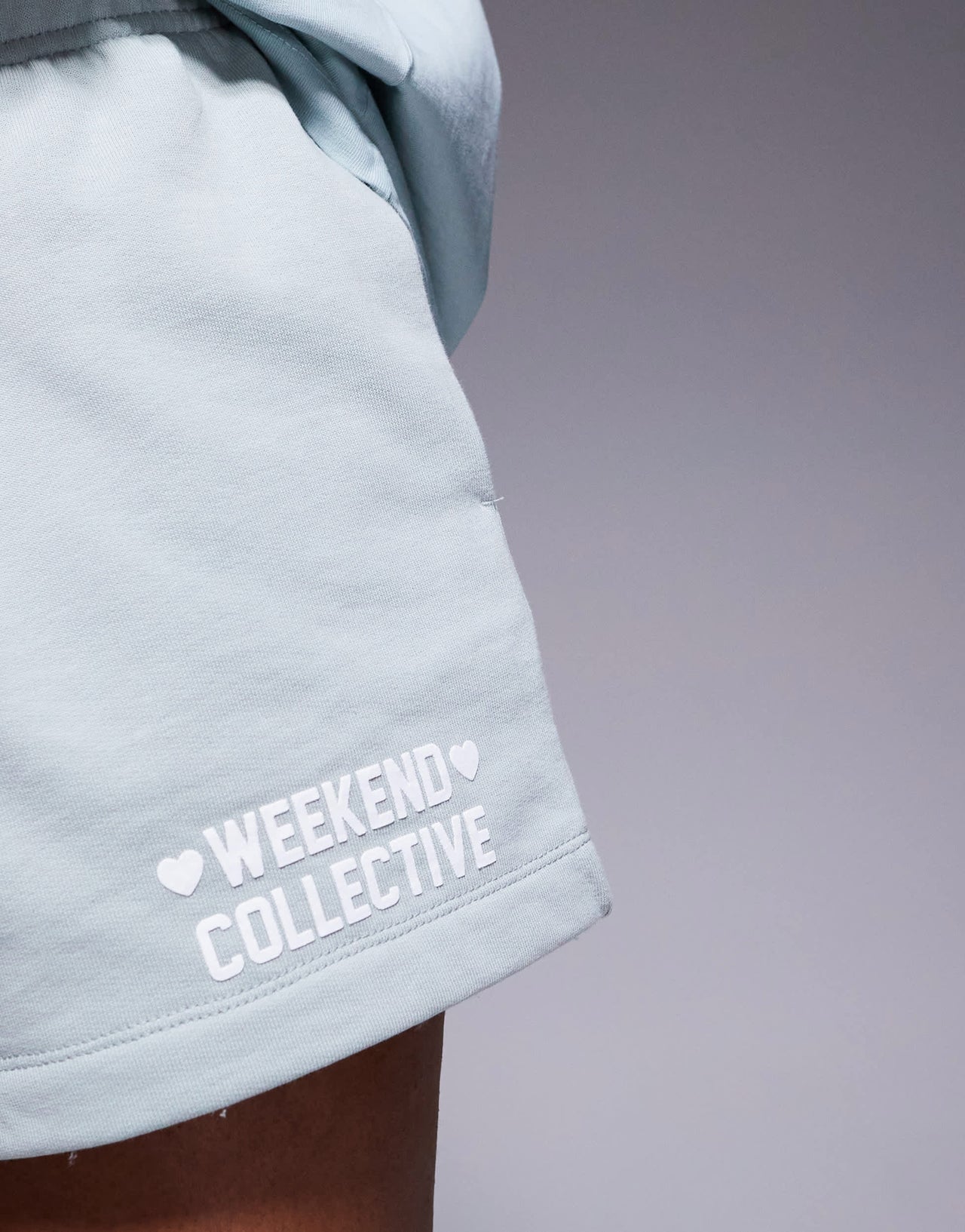 Weekend Collective Co-ord short in ombre heart print in sage green