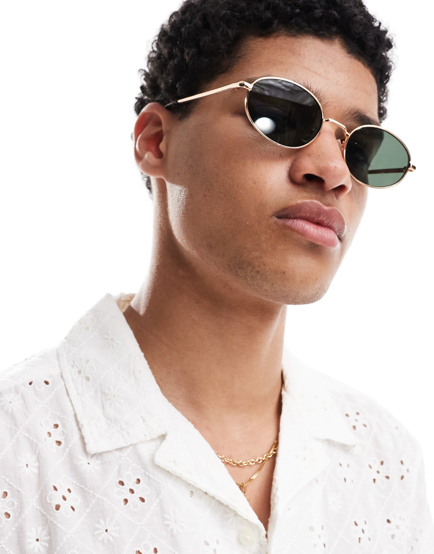 Pull&Bear metal  frame oval sunglasses in gold