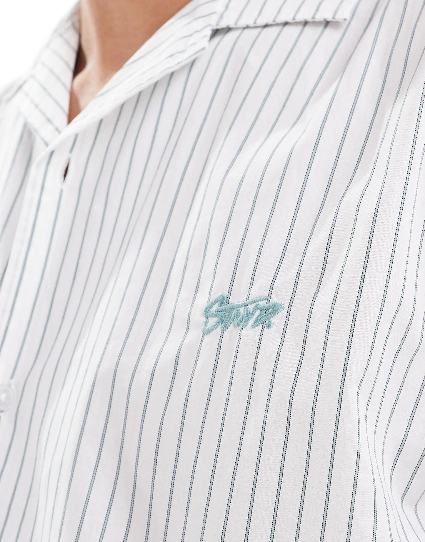 Pull&Bear striped boxy shirt in white