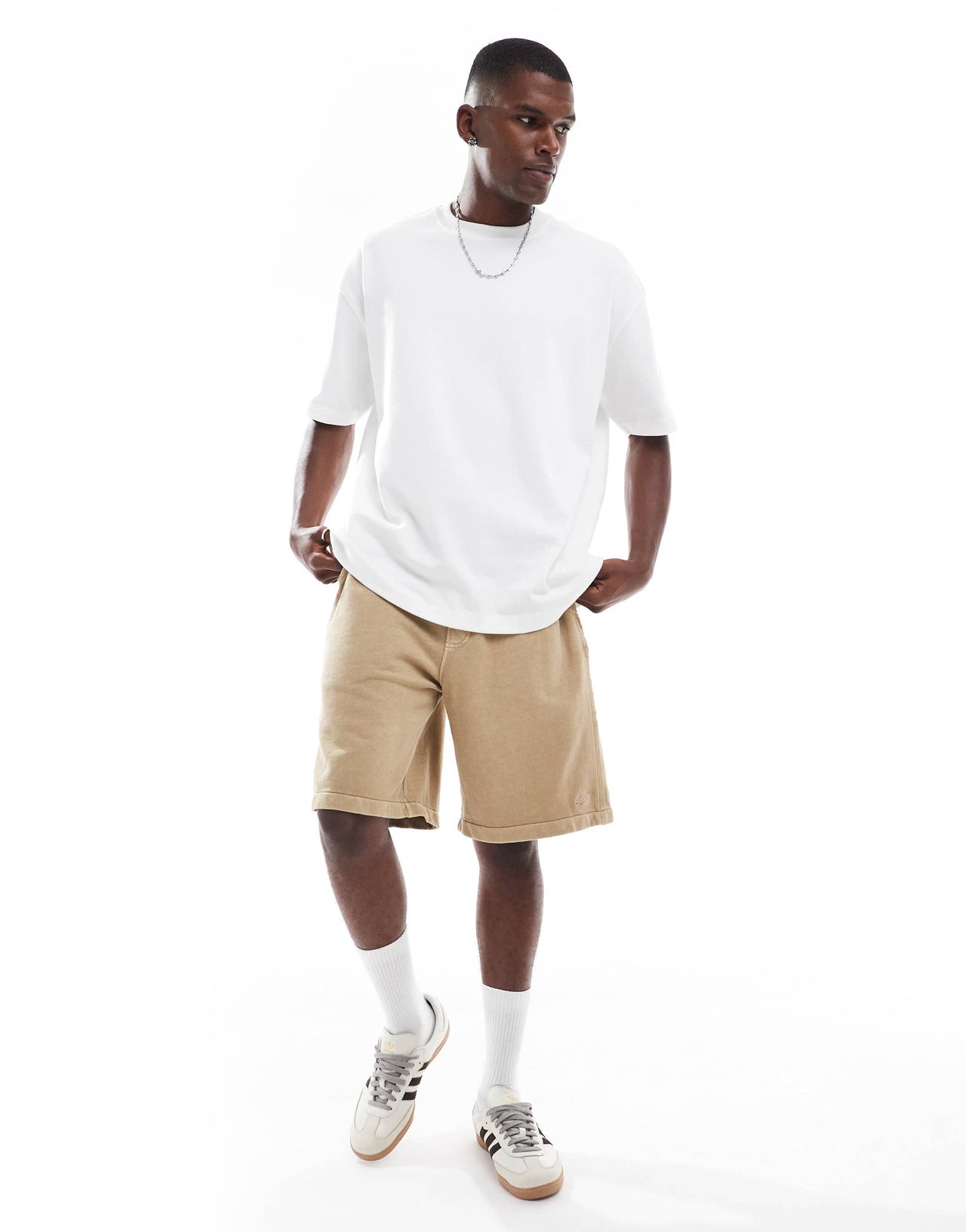 Pull&Bear jersey co-ord short in stone