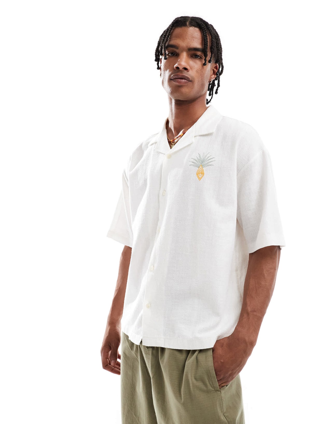 Pull&Bear Santa Monica back print shirt in white
