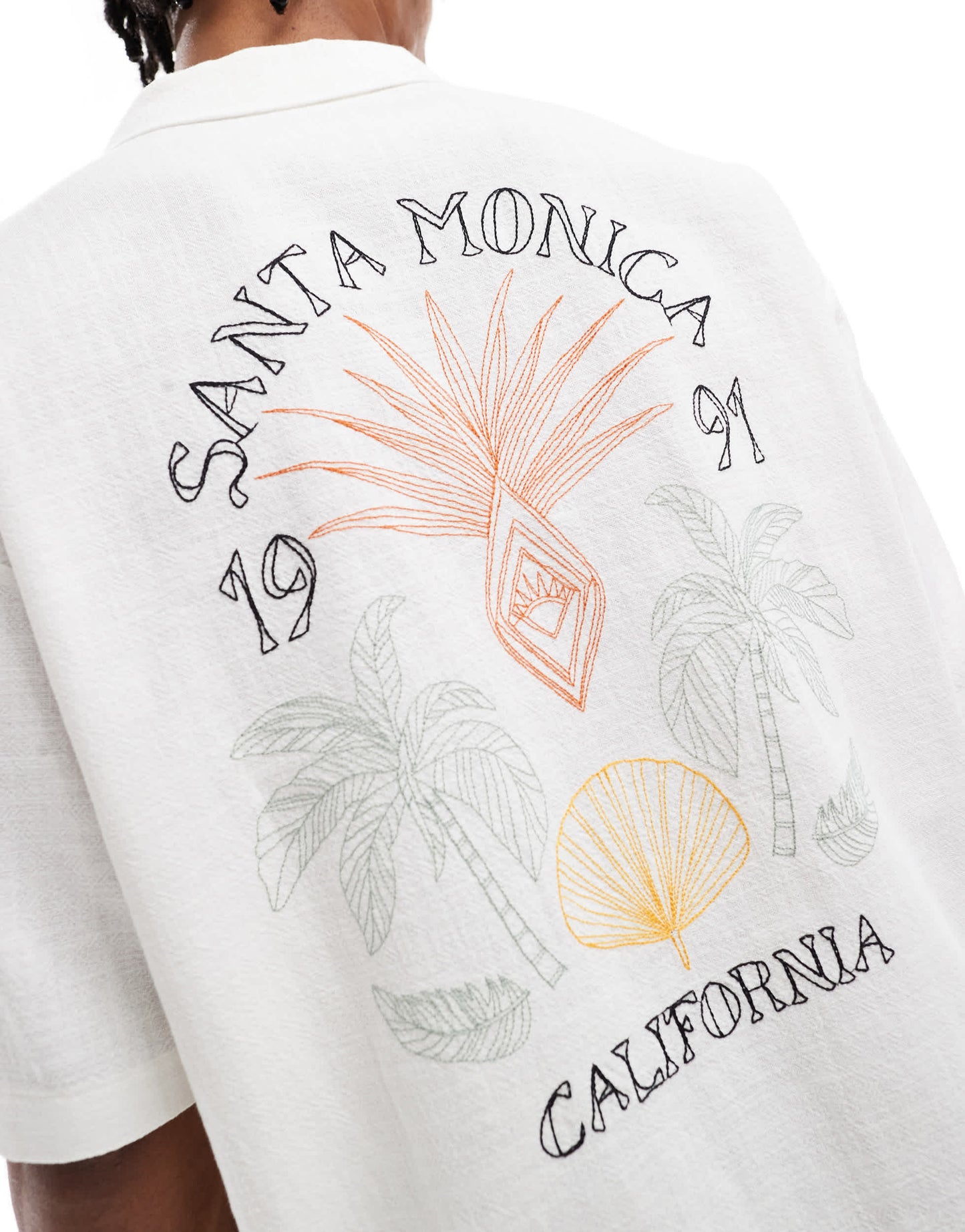 Pull&Bear Santa Monica back print shirt in white