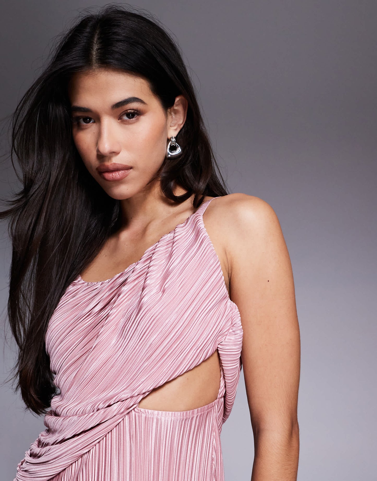 ASOS DESIGN plunge drape plisse maxi dress in blush