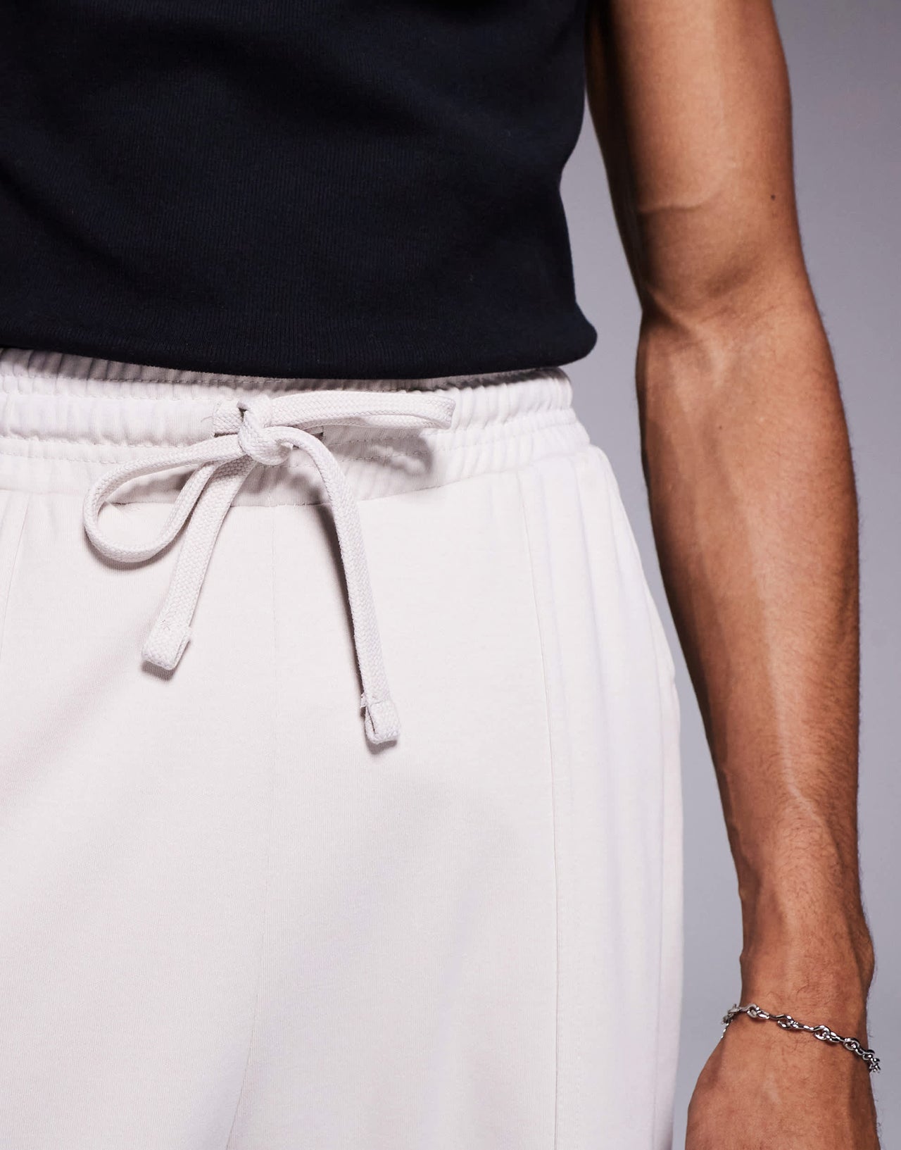 Bershka wide leg jogger in stone