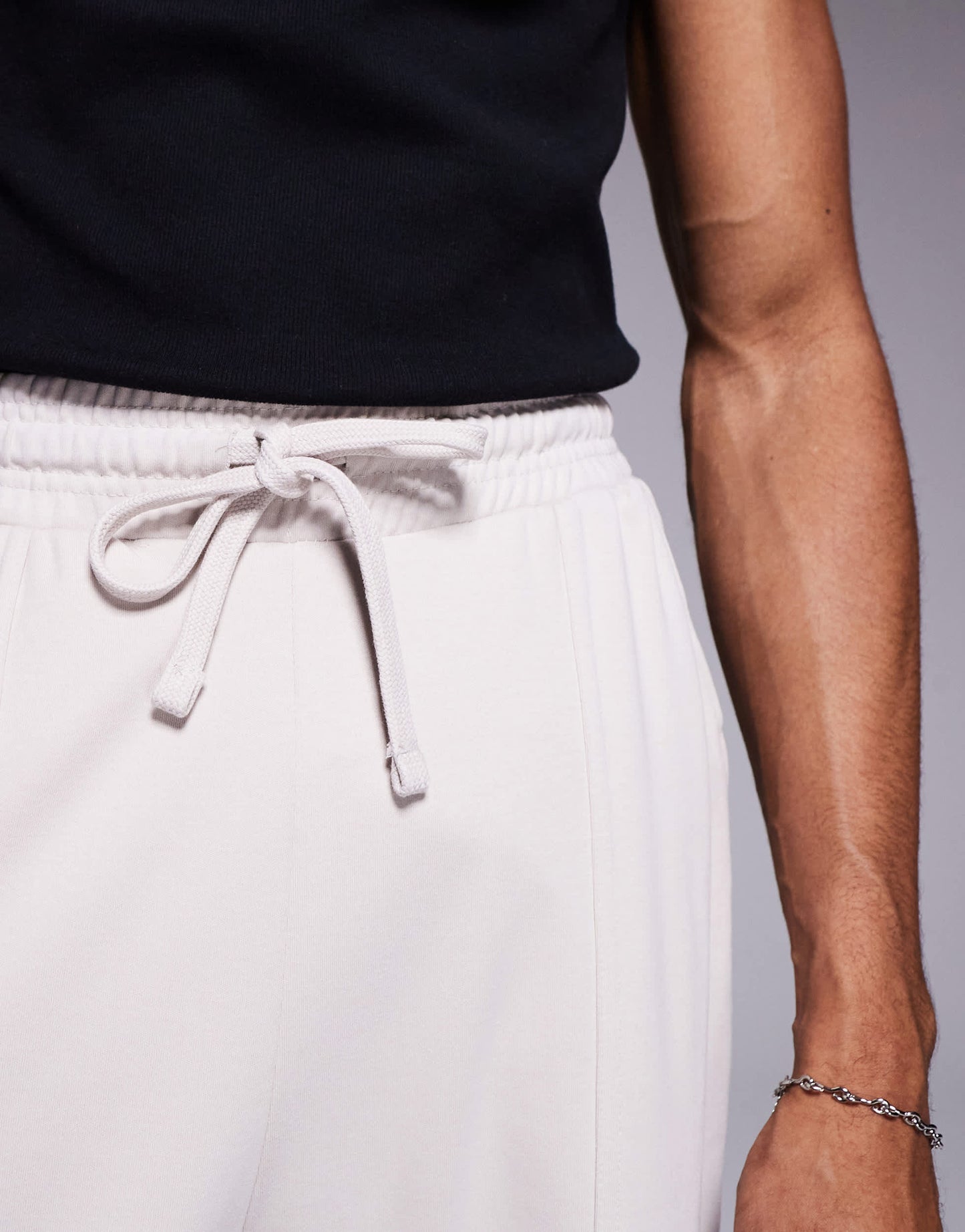 Bershka wide leg jogger in stone