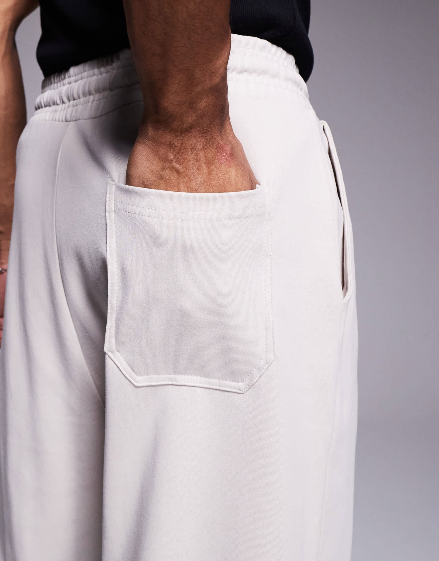 Bershka wide leg jogger in stone