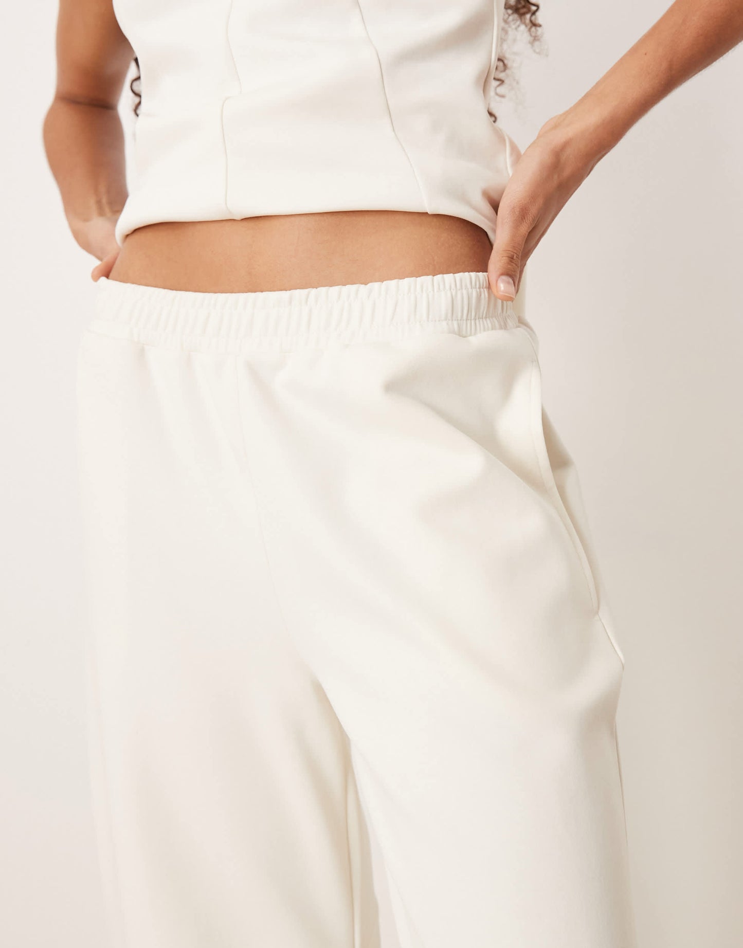 ASOS DESIGN interlock co-ord barrel leg jogger in coconut milk