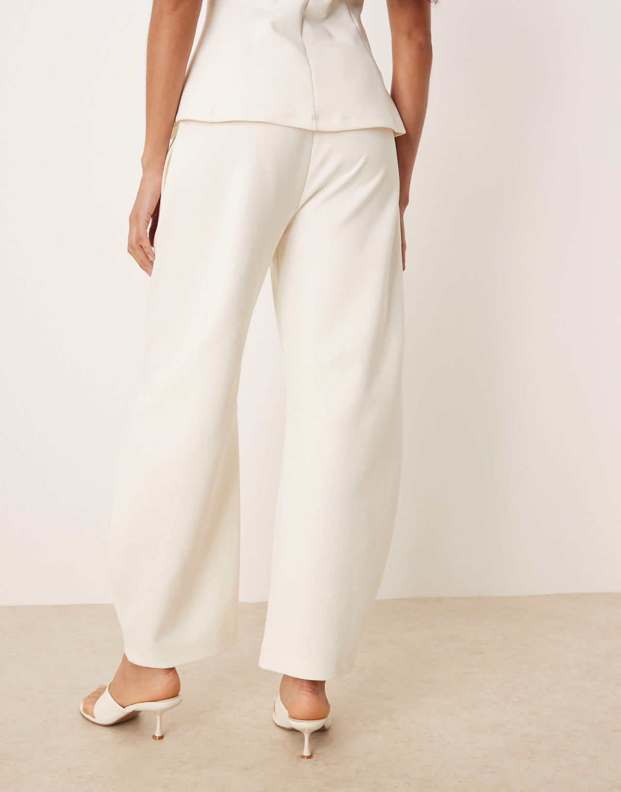 ASOS DESIGN interlock co-ord barrel leg jogger in coconut milk
