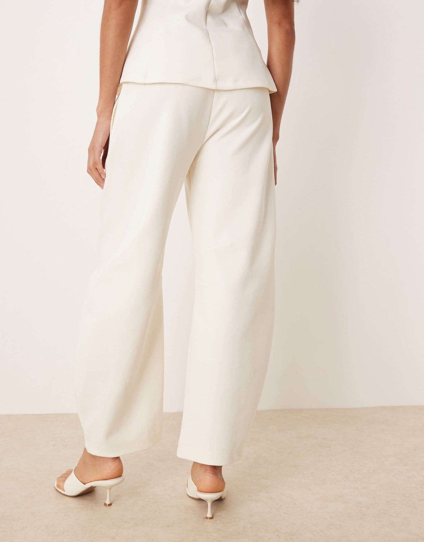 ASOS DESIGN interlock co-ord barrel leg jogger in coconut milk