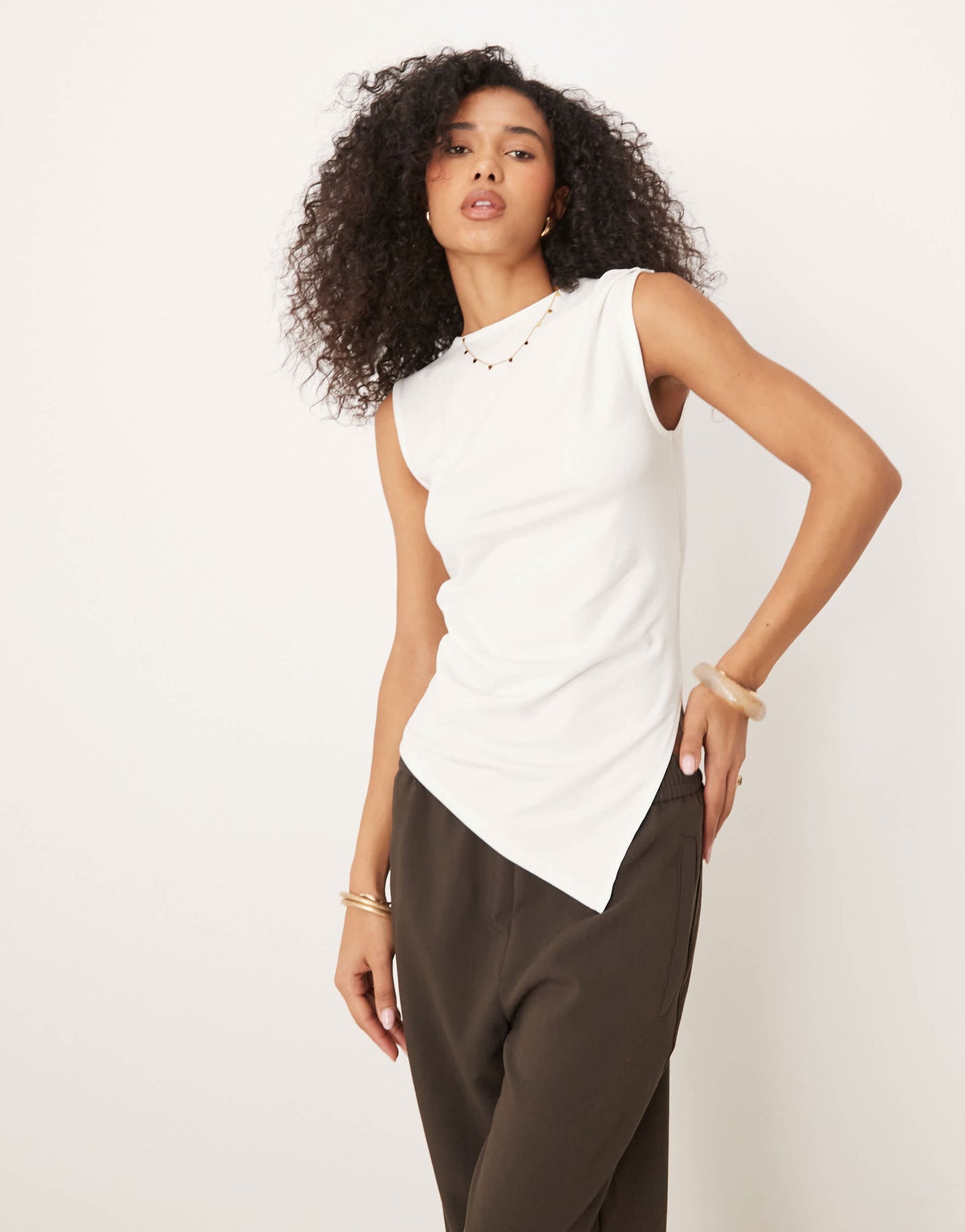 ASOS DESIGN asymmetric tank in coconut milk