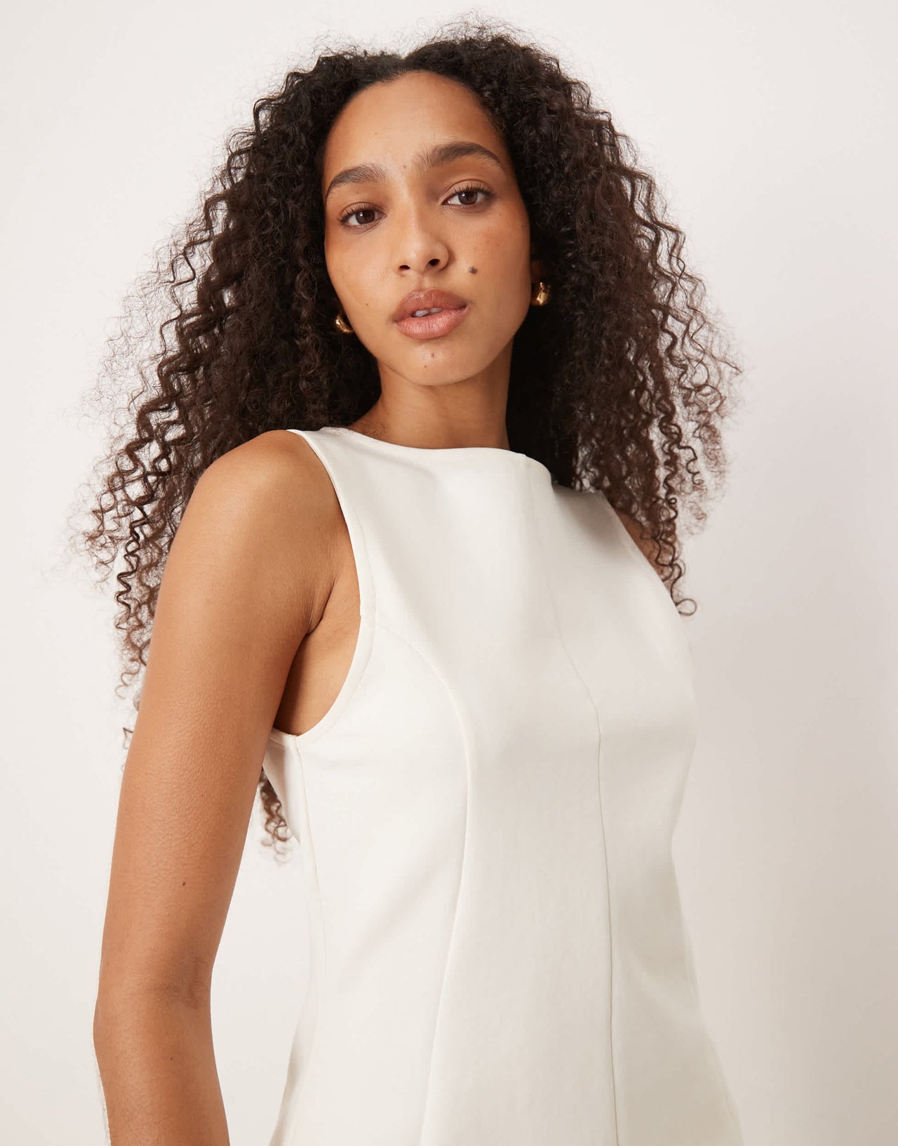 ASOS DESIGN interlock co-ord pleated tank in coconut milk