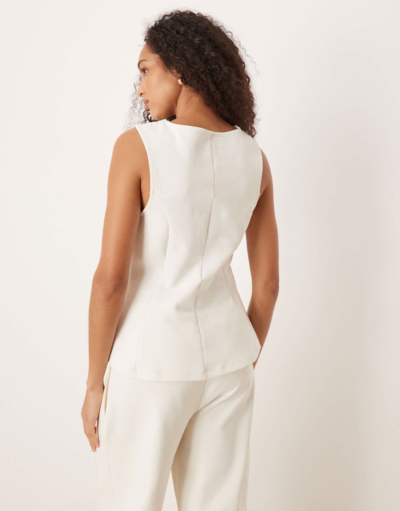 ASOS DESIGN interlock co-ord pleated tank in coconut milk