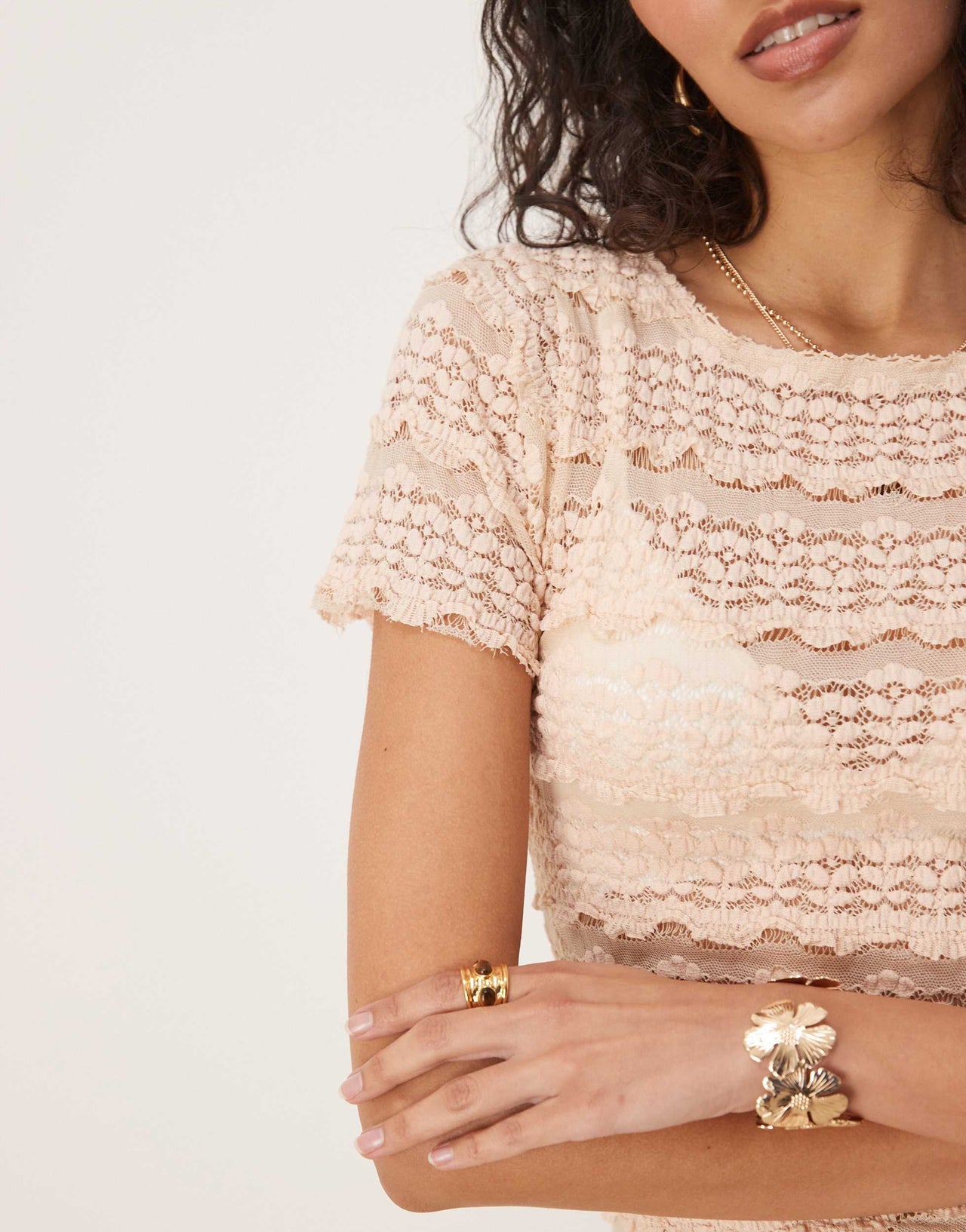 Free People angelina lace baby t-shirt in