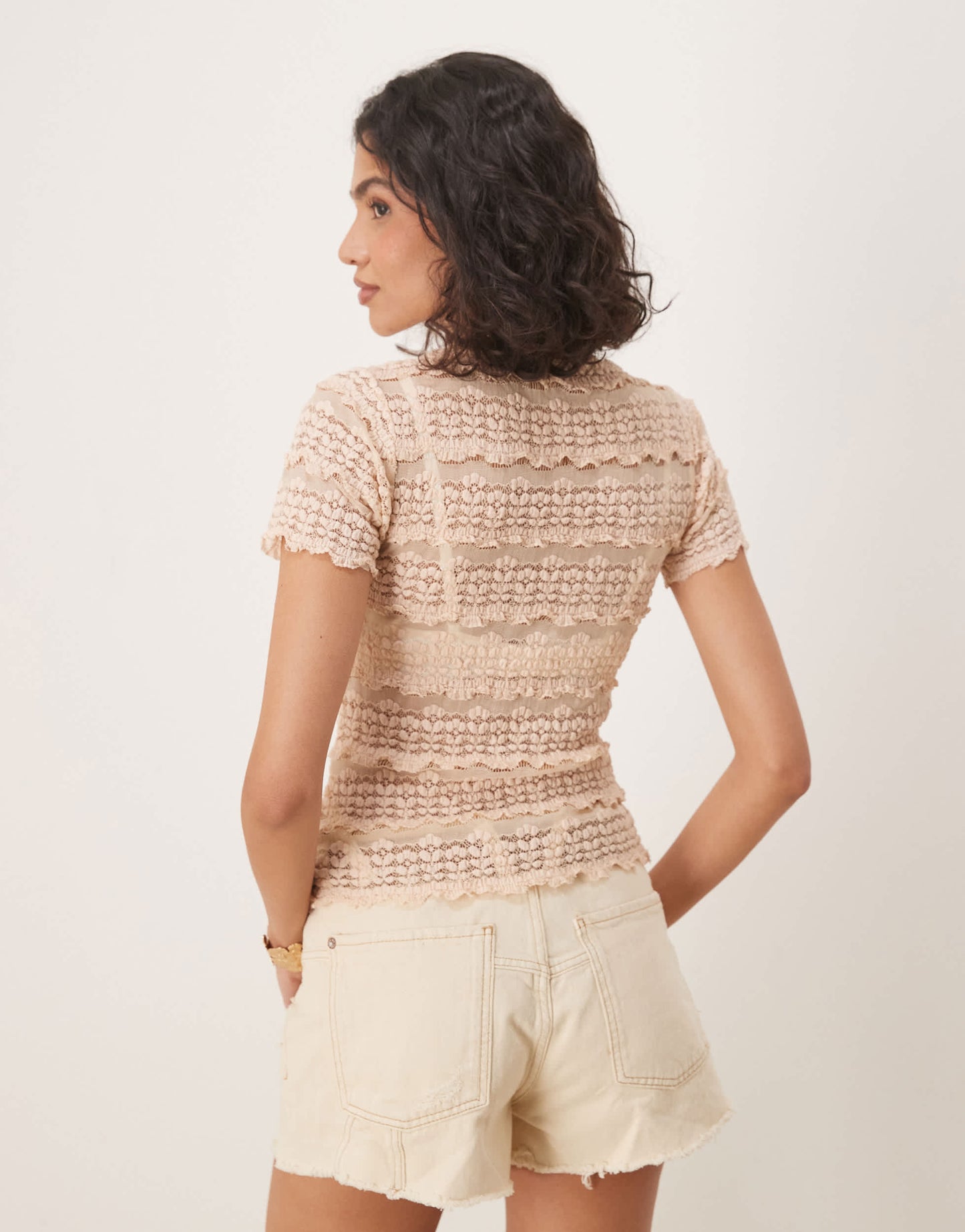 Free People angelina lace baby t-shirt in