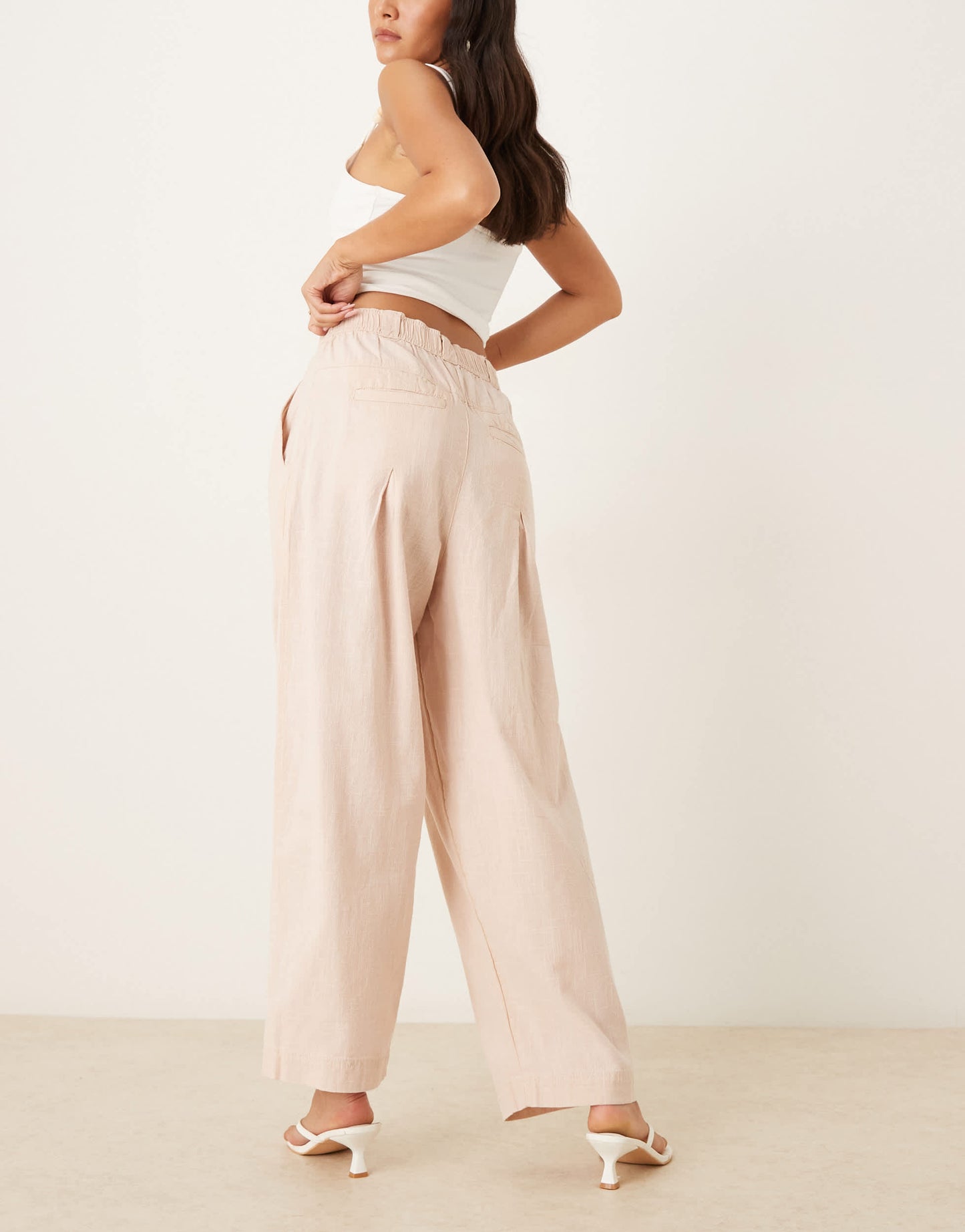 Free People lotta love linen pull on trousres in sand