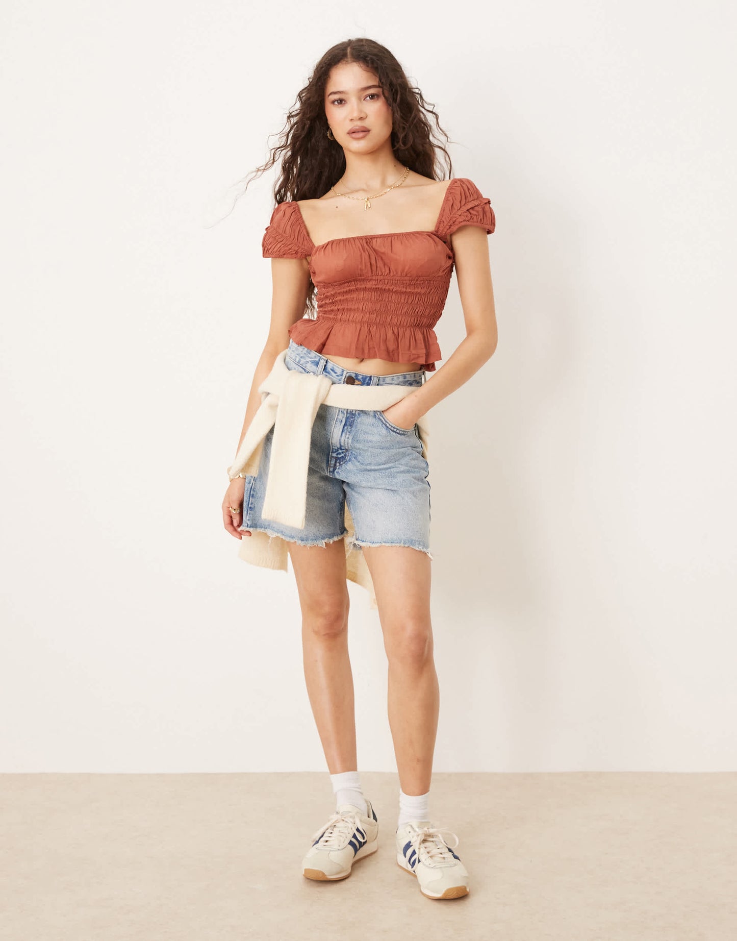 Free People sweet on you ruched top in rust