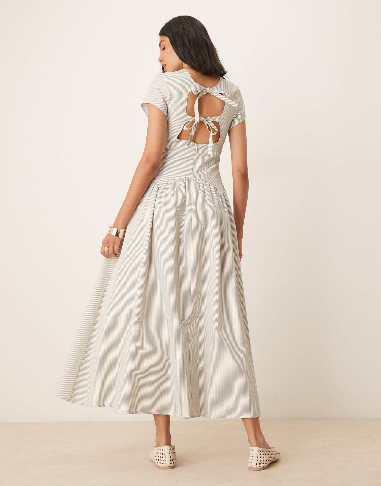 ASOS DESIGN dropped waist t shirt maxi dress in stripe print