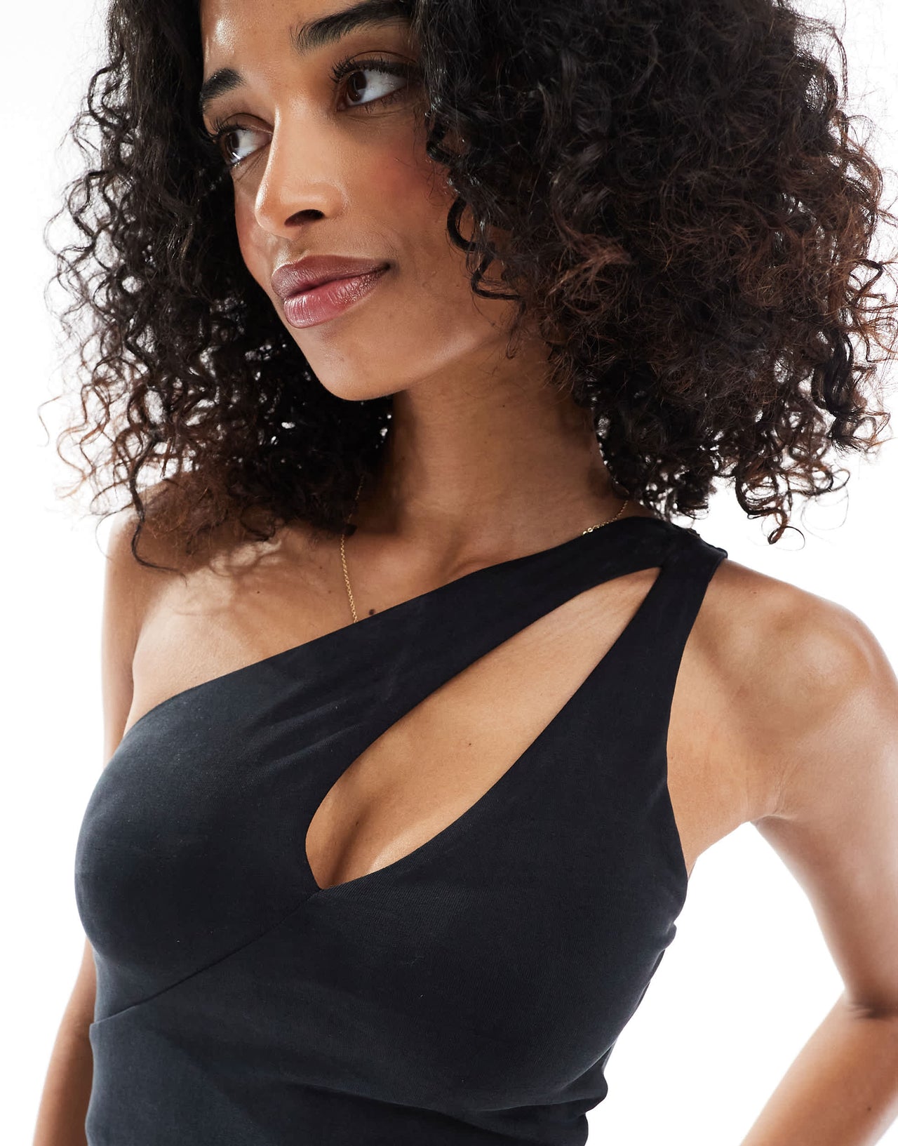 Bershka semi sheer one shoulder co-ord in black