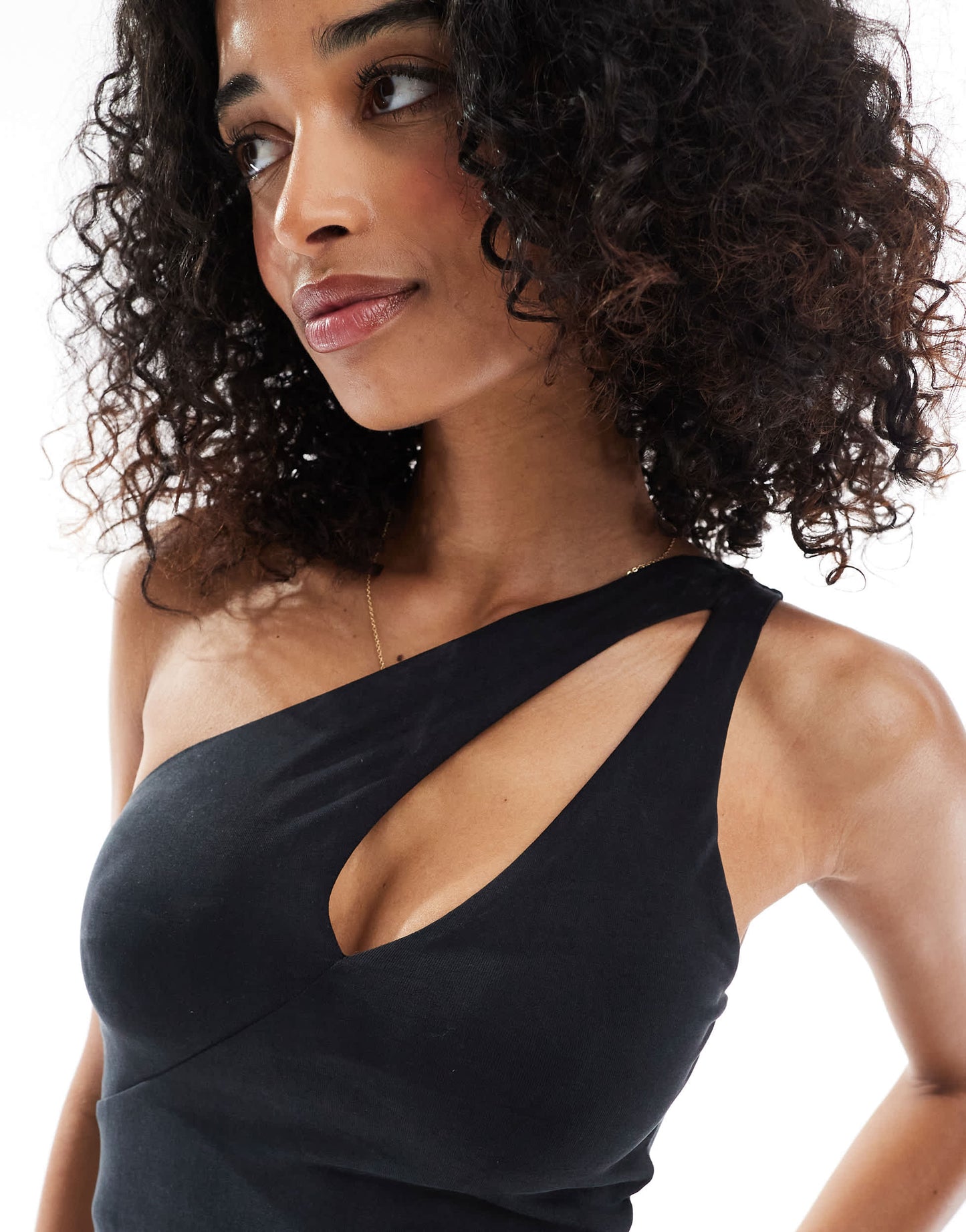 Bershka semi sheer one shoulder co-ord in black