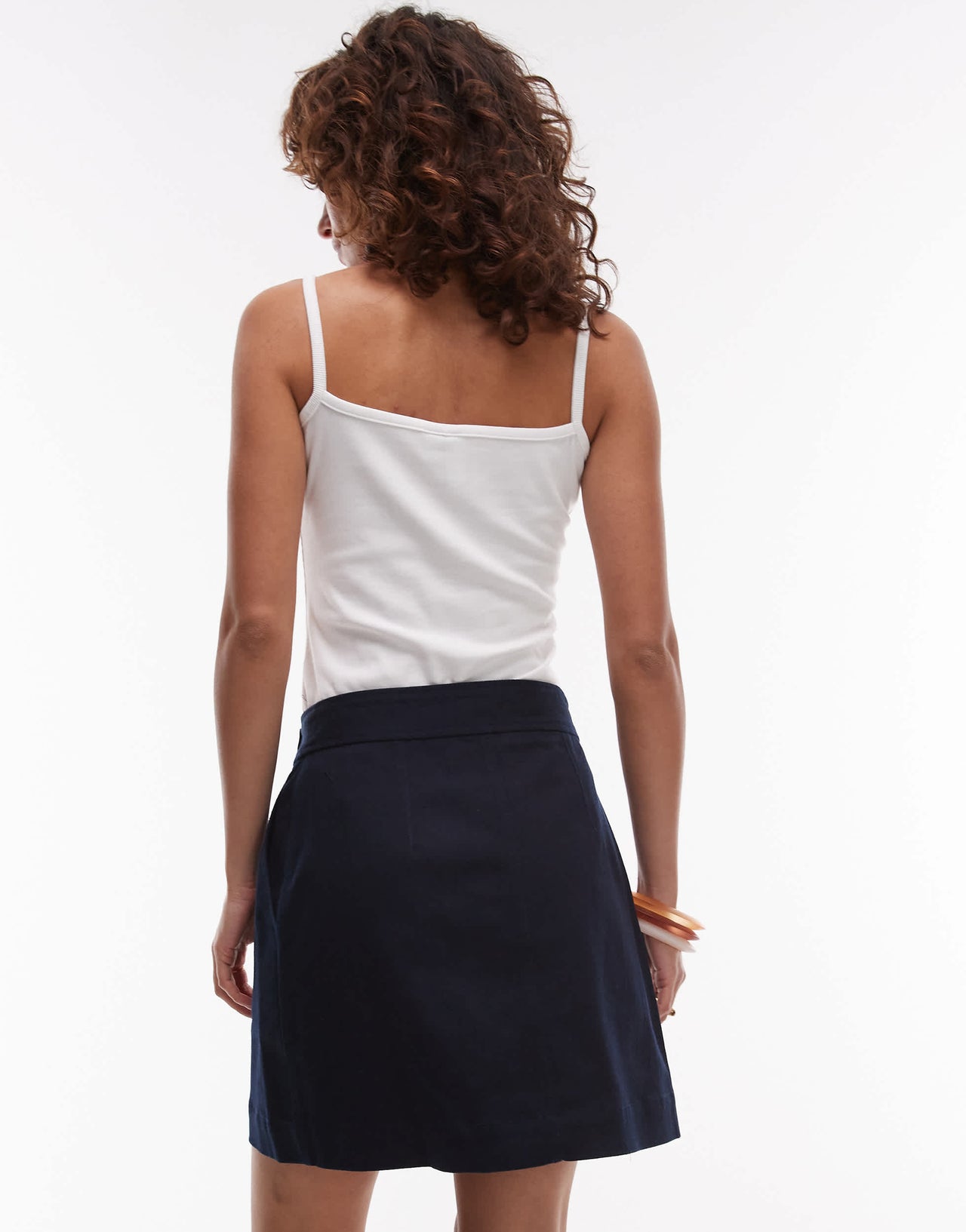ARKET pure cotton twill wrap mini skirt in navy blue