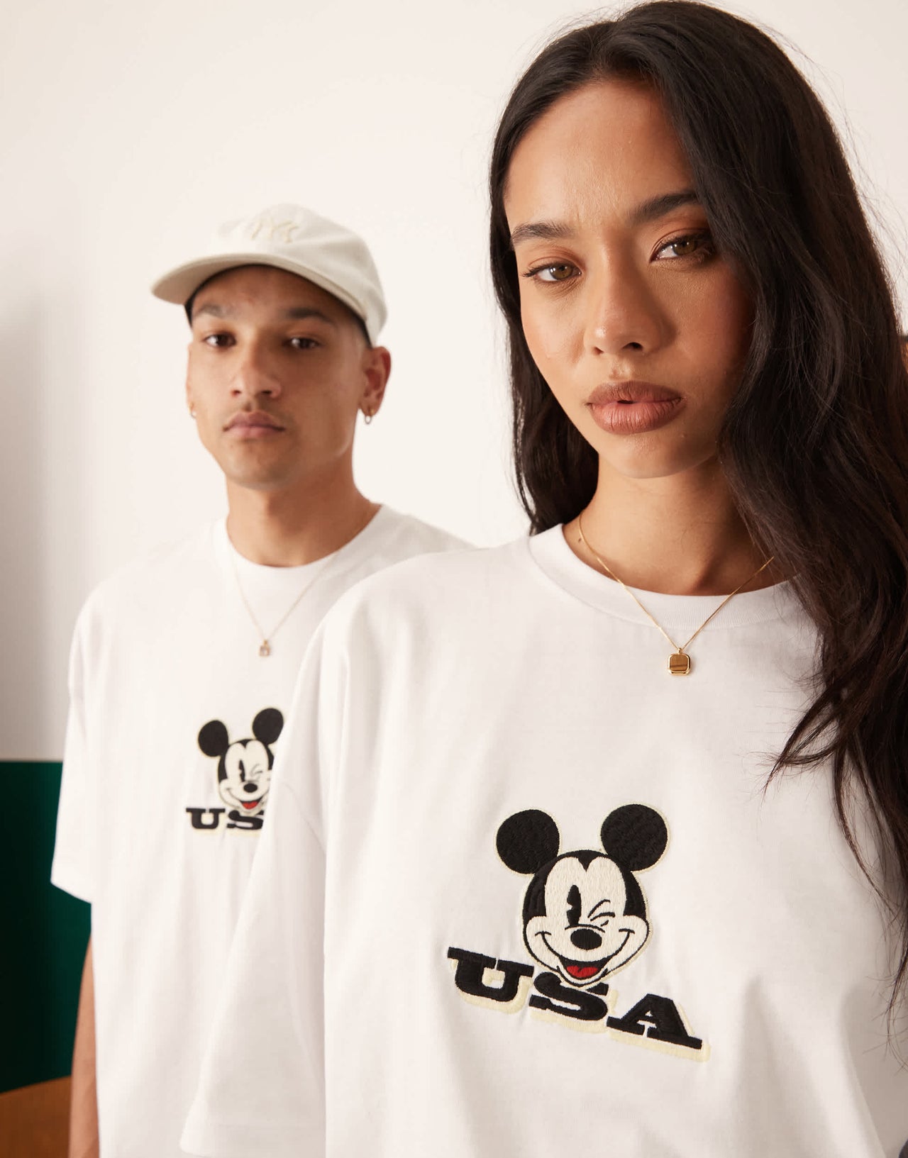 ASOS DESIGN Disney unisex oversized t-shirt with Mickey Mouse prints in white