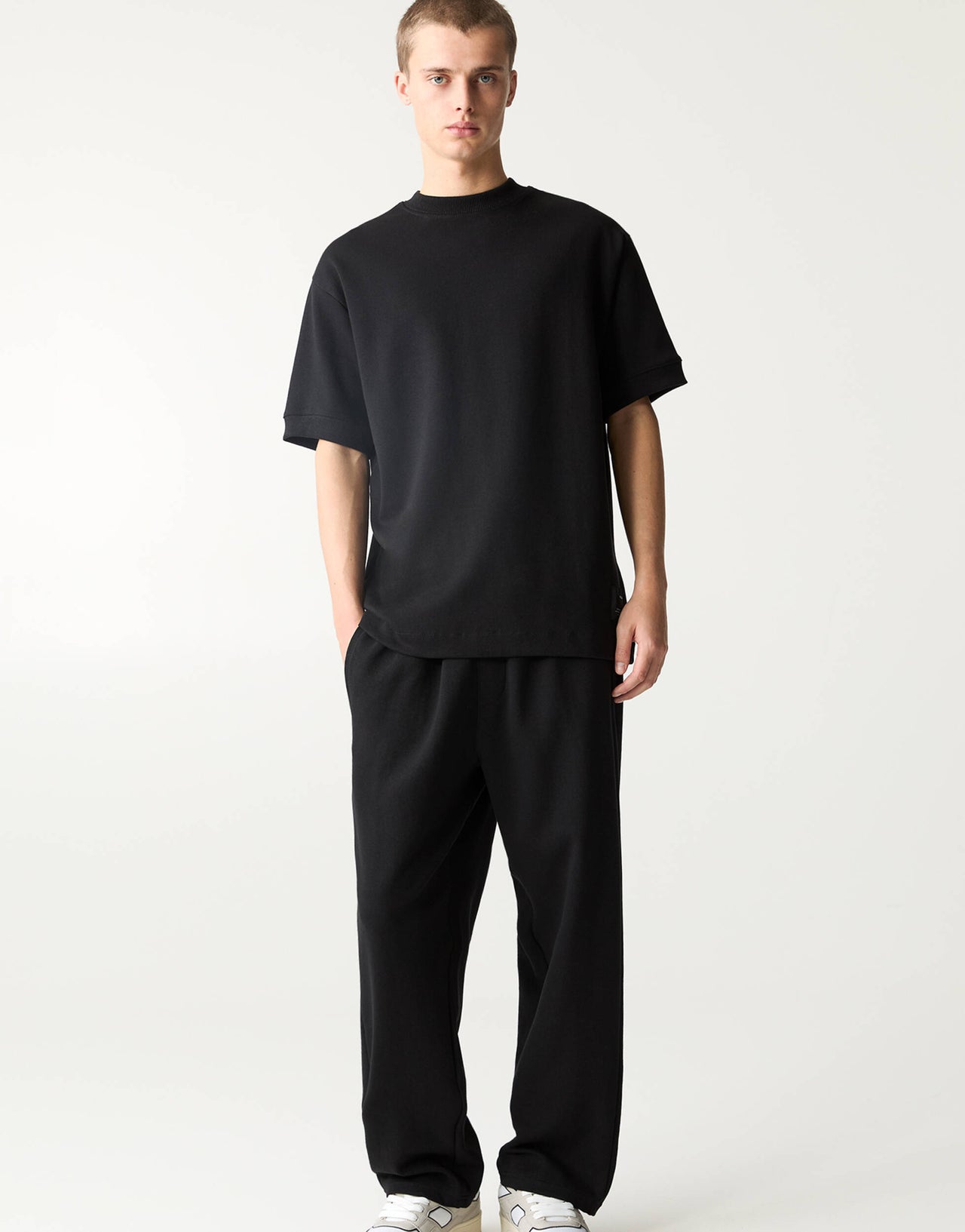 Pull&Bear interlock joggers in black