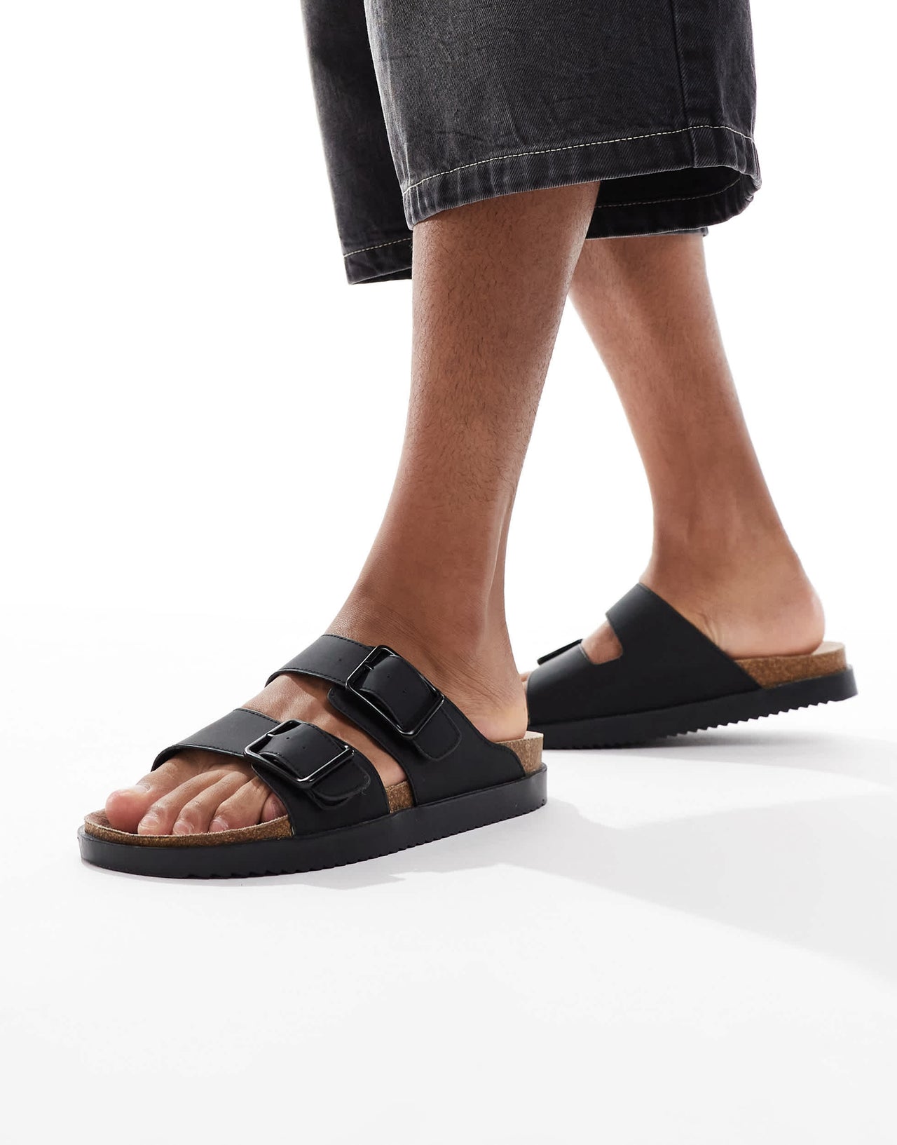 Pull&Bear double strap sandal in black