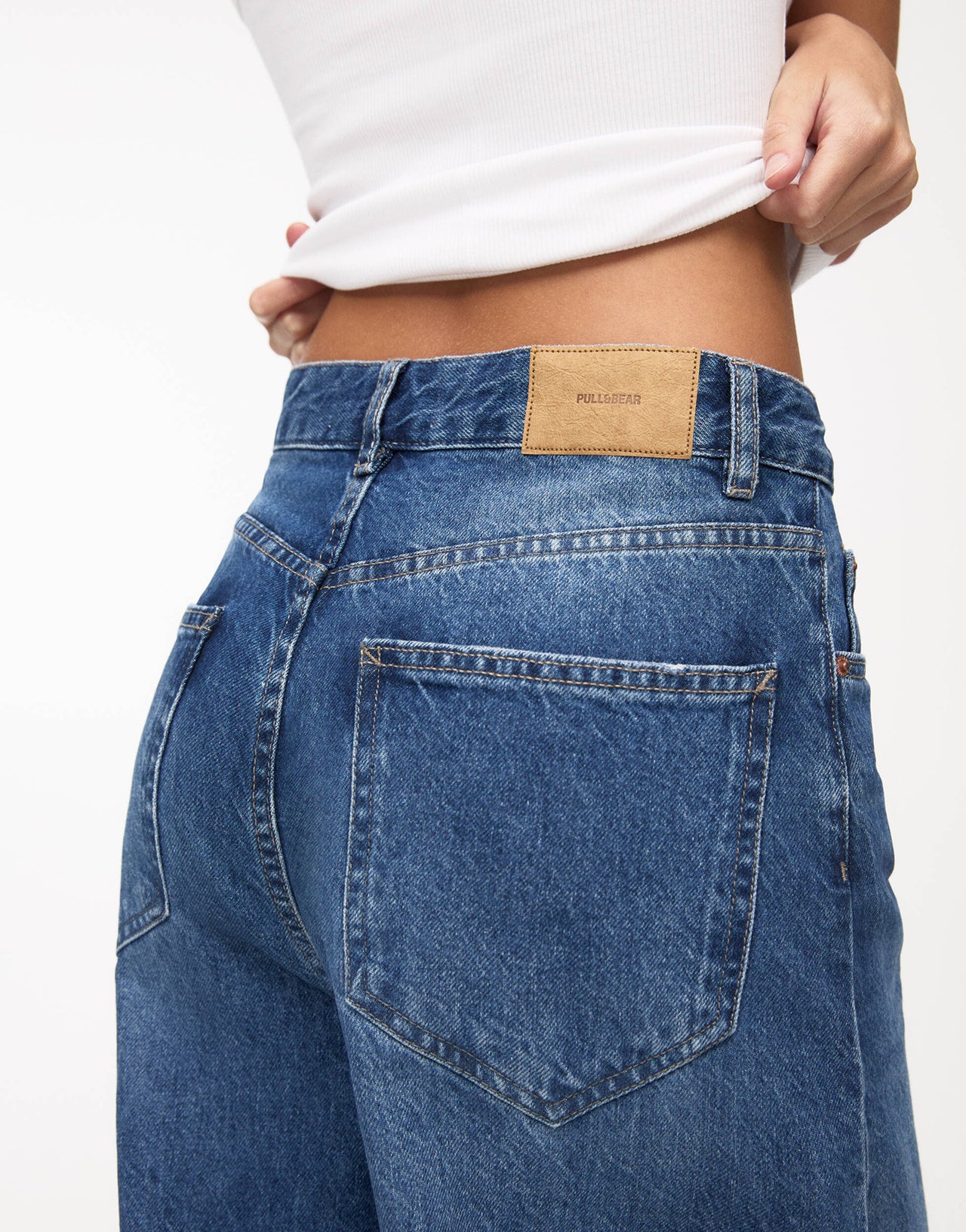 Pull&Bear baggy oversized wide leg jean in blue