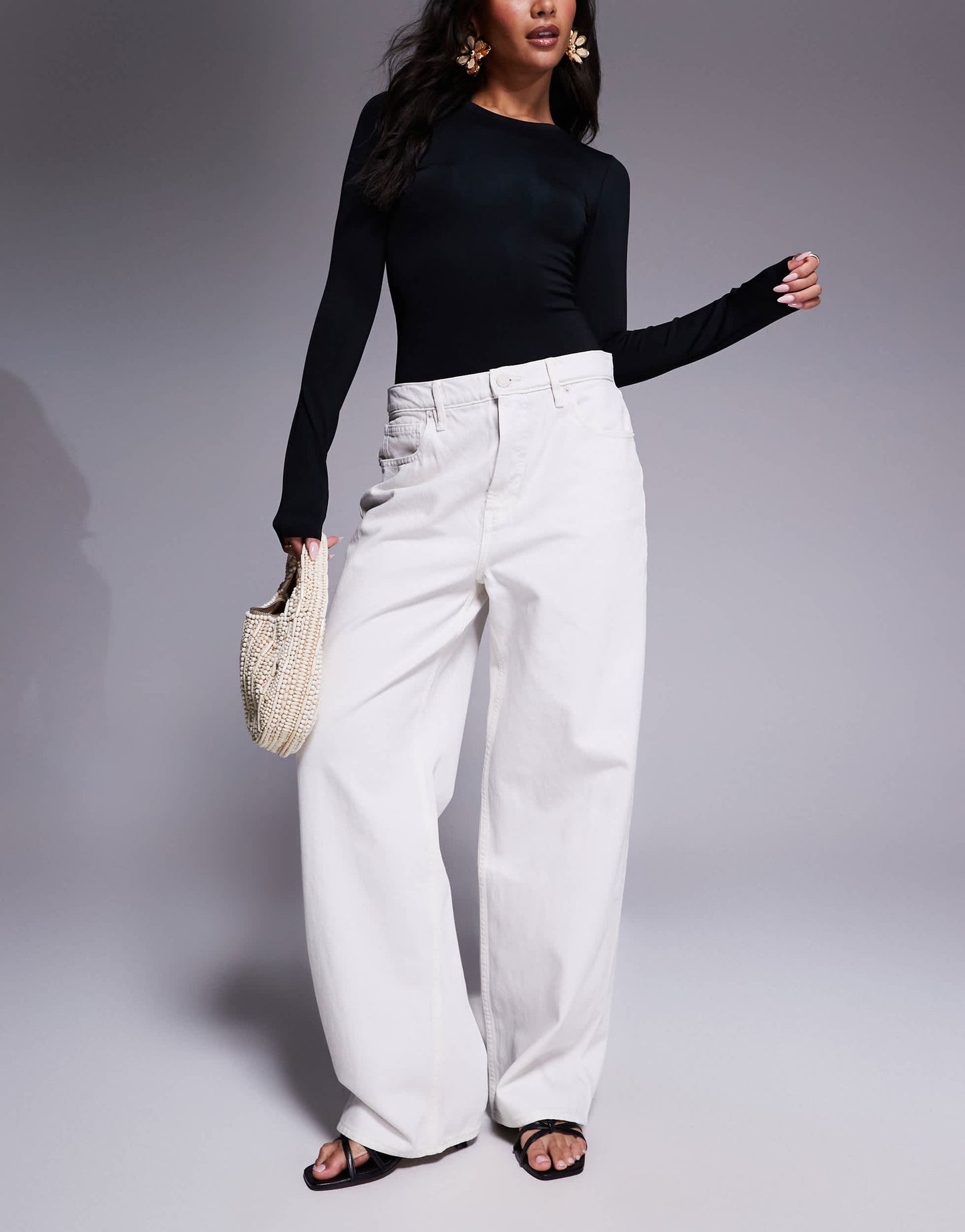 Good American good standard baggy jeans in cloud white