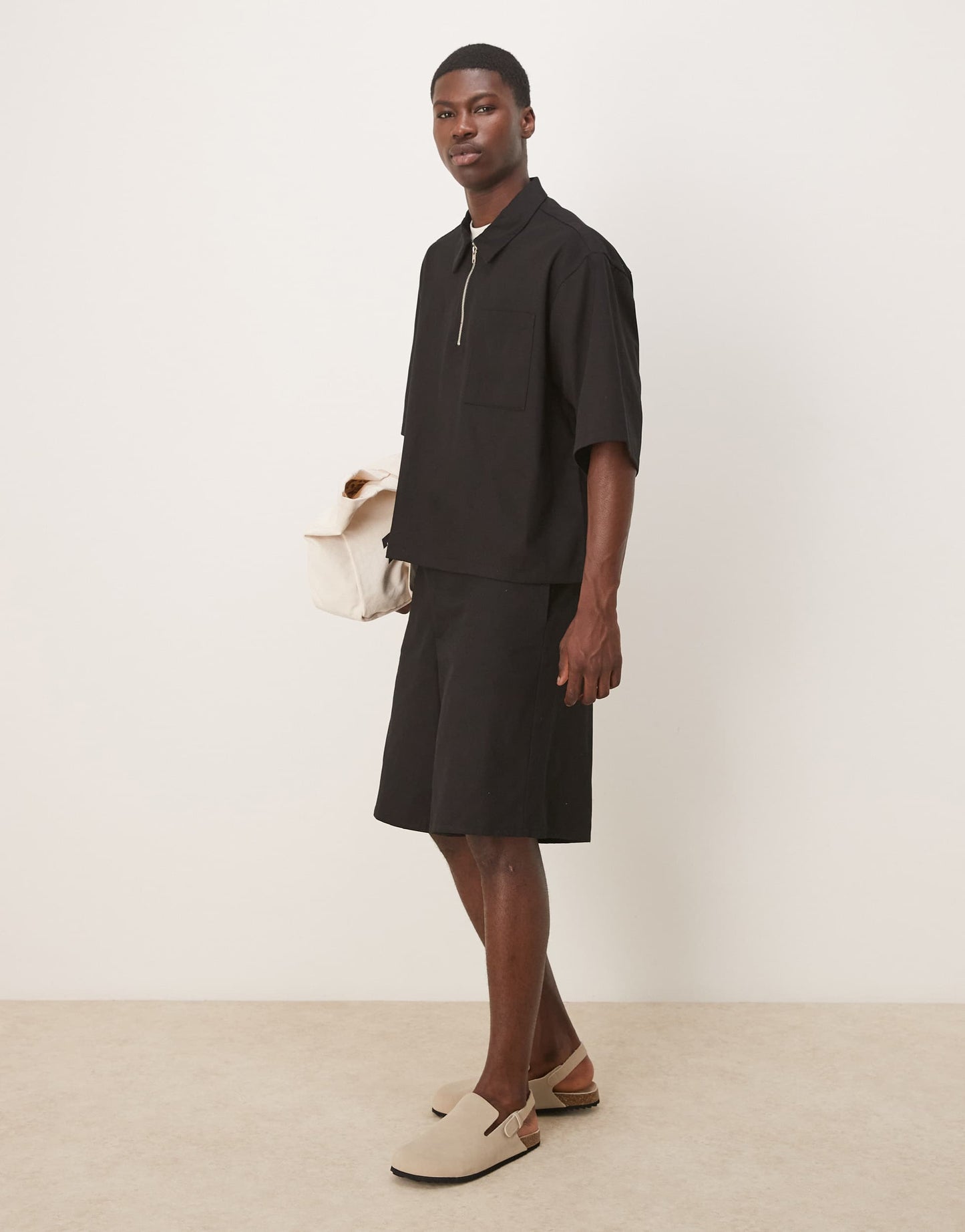 ASOS DESIGN wide leg  short co-ord in black