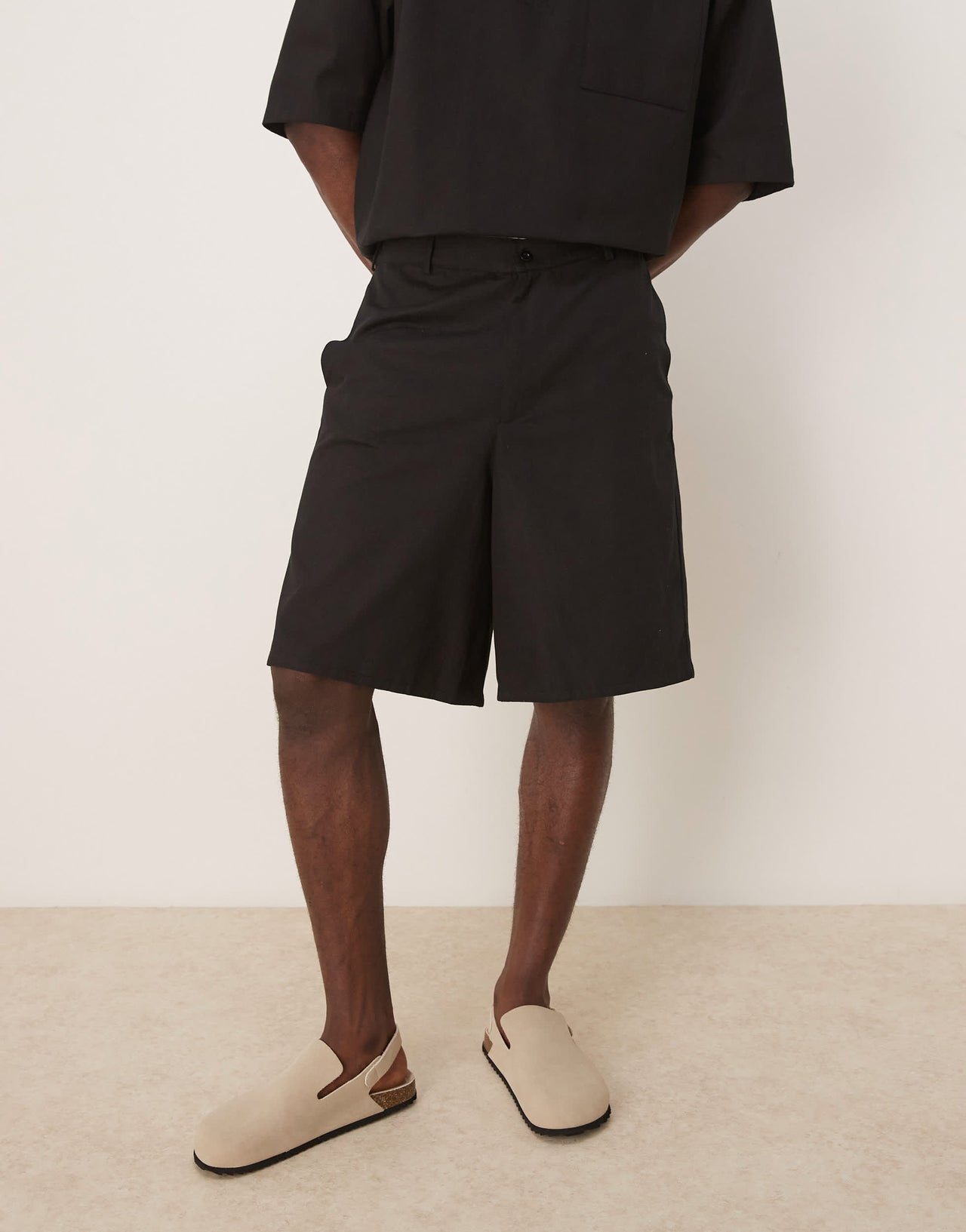 ASOS DESIGN wide leg  short co-ord in black