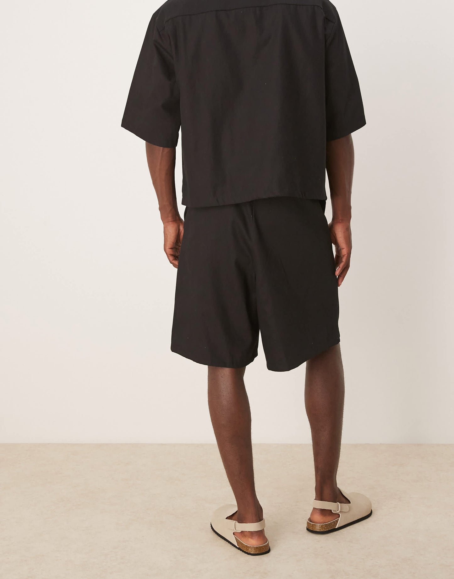ASOS DESIGN wide leg  short co-ord in black