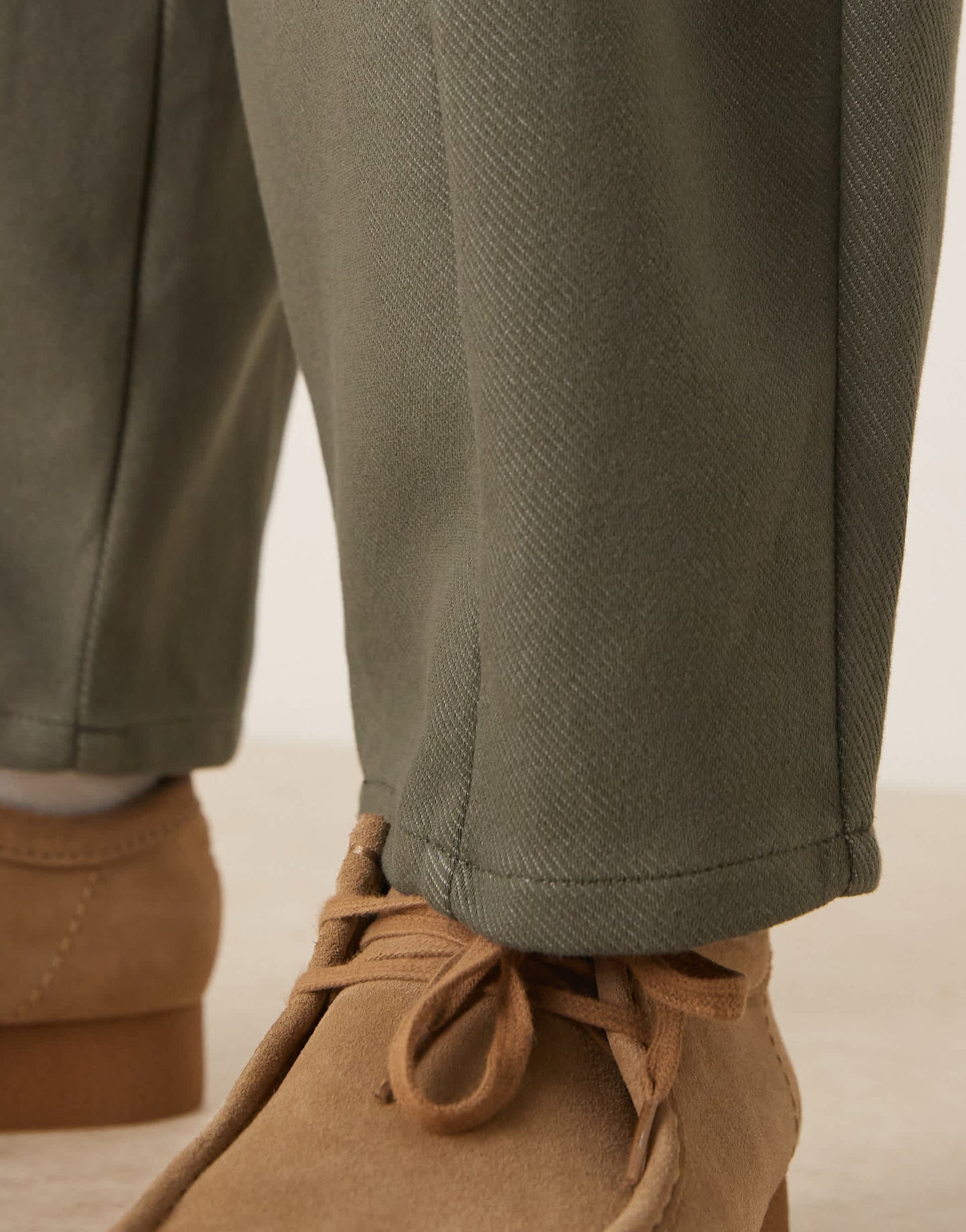 ASOS DESIGN barrel leg twill trousers in khaki