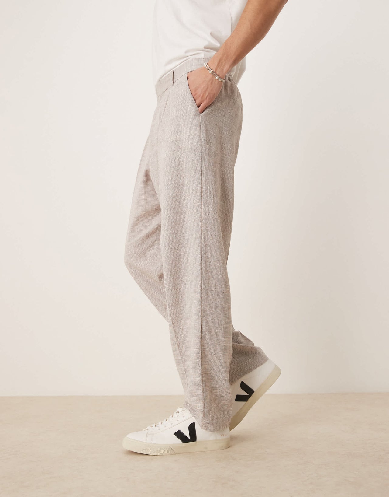 ASOS DESIGN oversized tapered leg trousers in beige