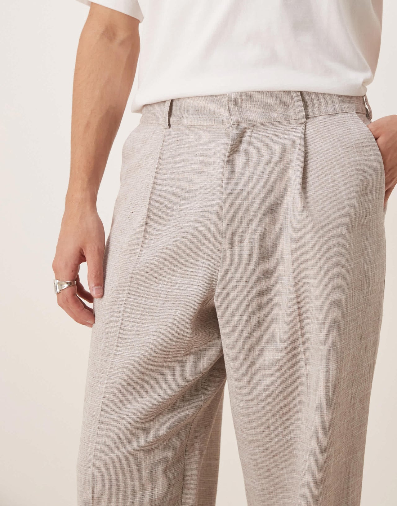 ASOS DESIGN oversized tapered leg trousers in beige