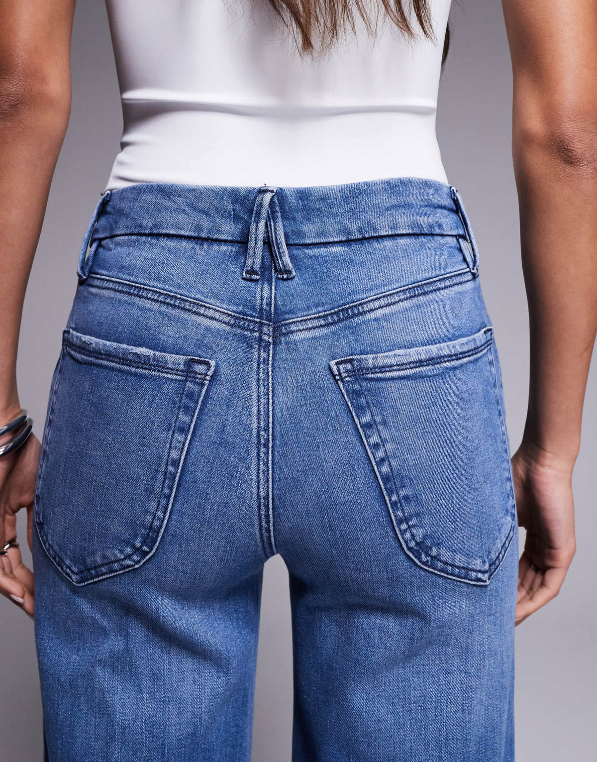 Good American good waist palazzo crop jeans in dark blue
