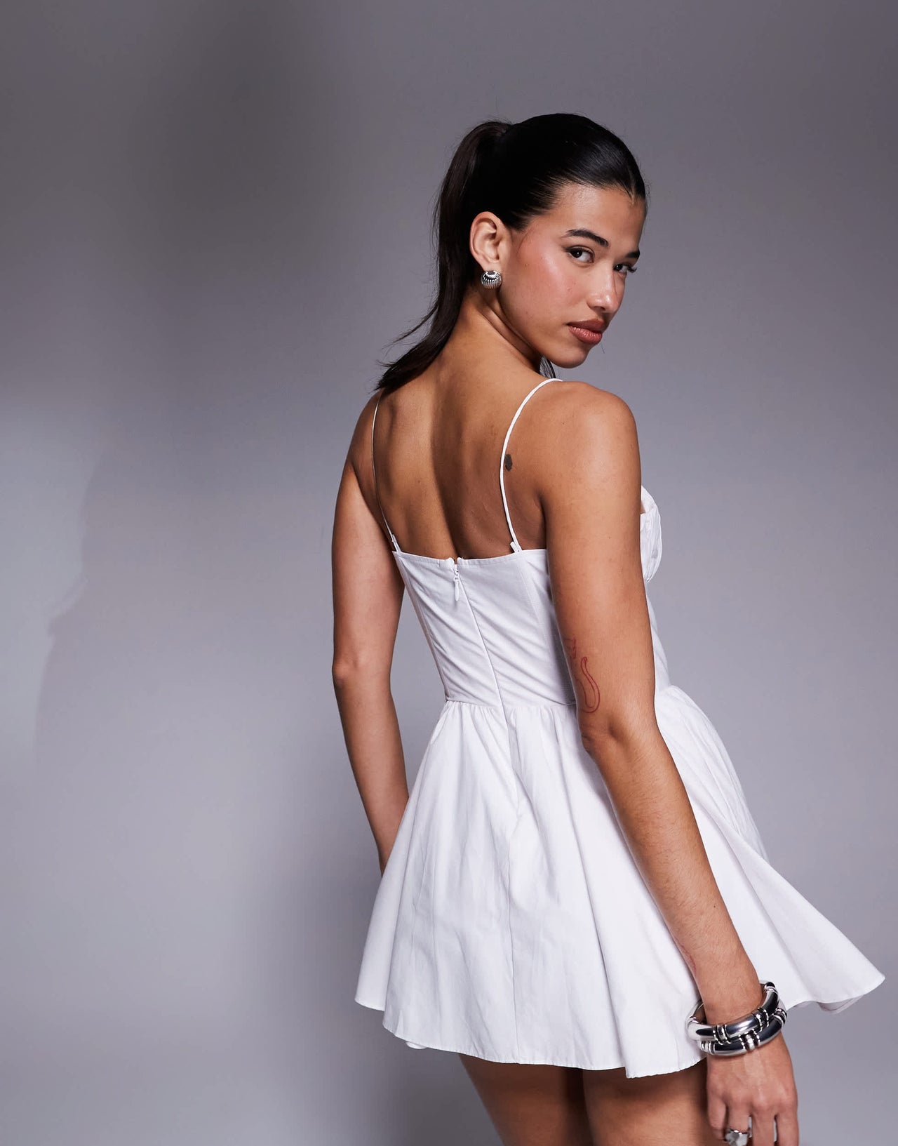 Good American poplin mini dress in white