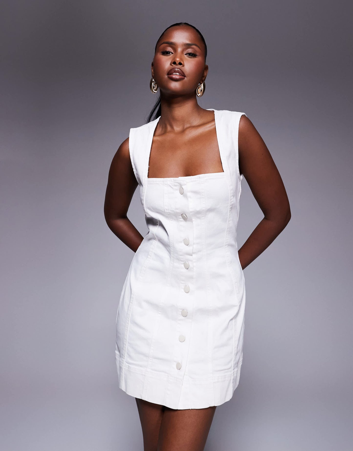 Good American power stretch mini dress in cloud white