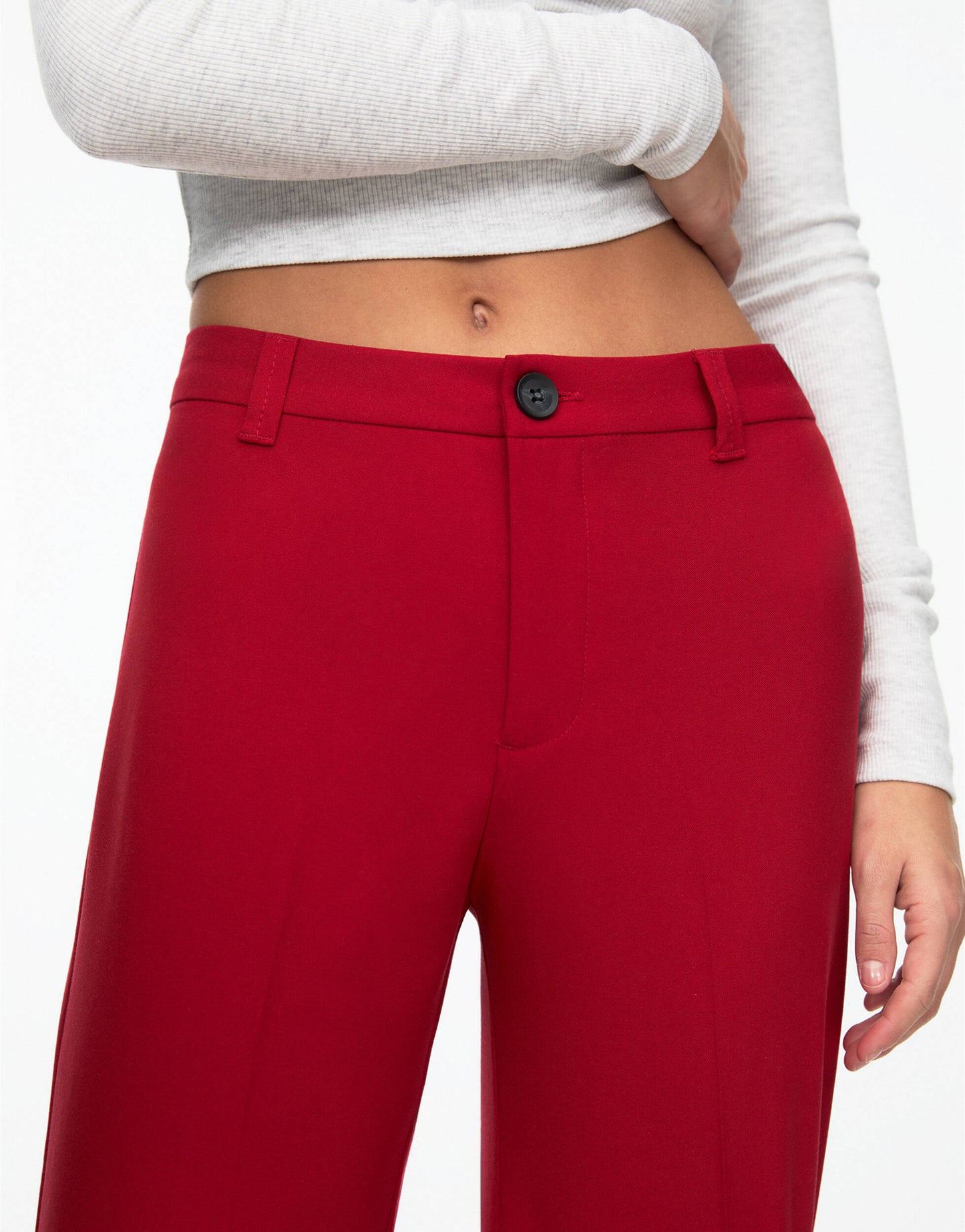 Pull&Bear straight leg tailored trouser in red
