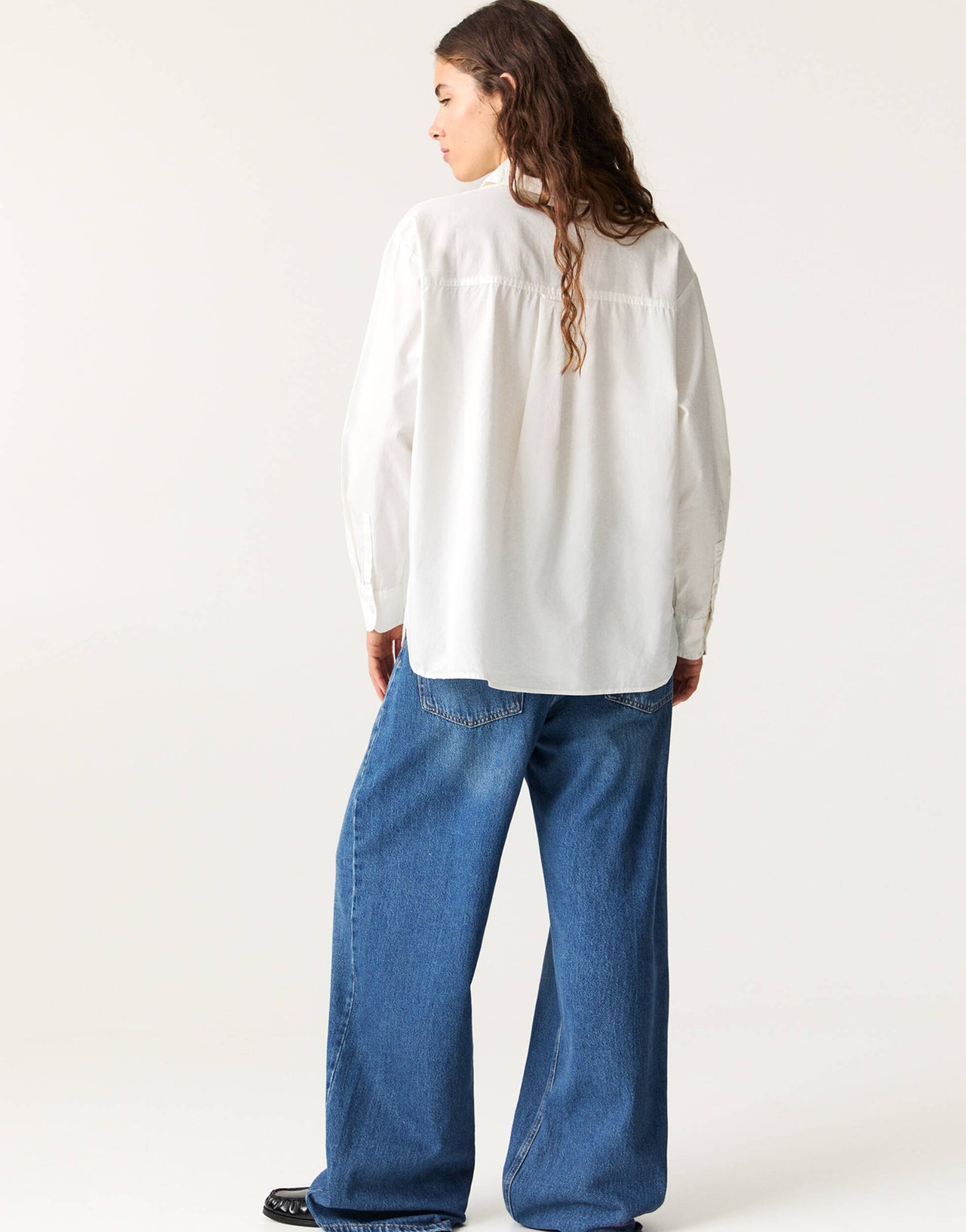 Pull&Bear oversized cotton shirt in white